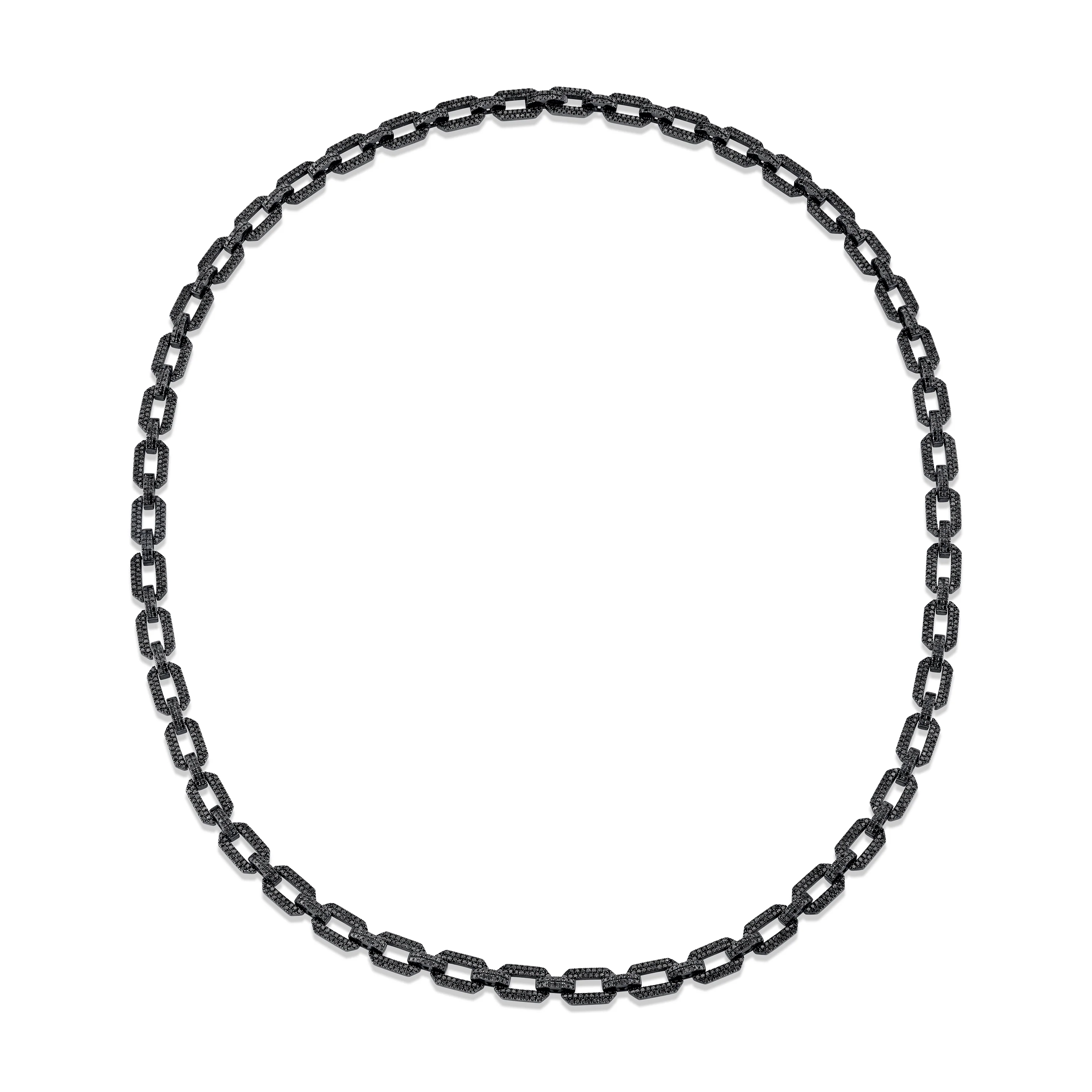MEN'S BLACK DIAMOND FLAT GEO LINK NECKLACE - Image 3