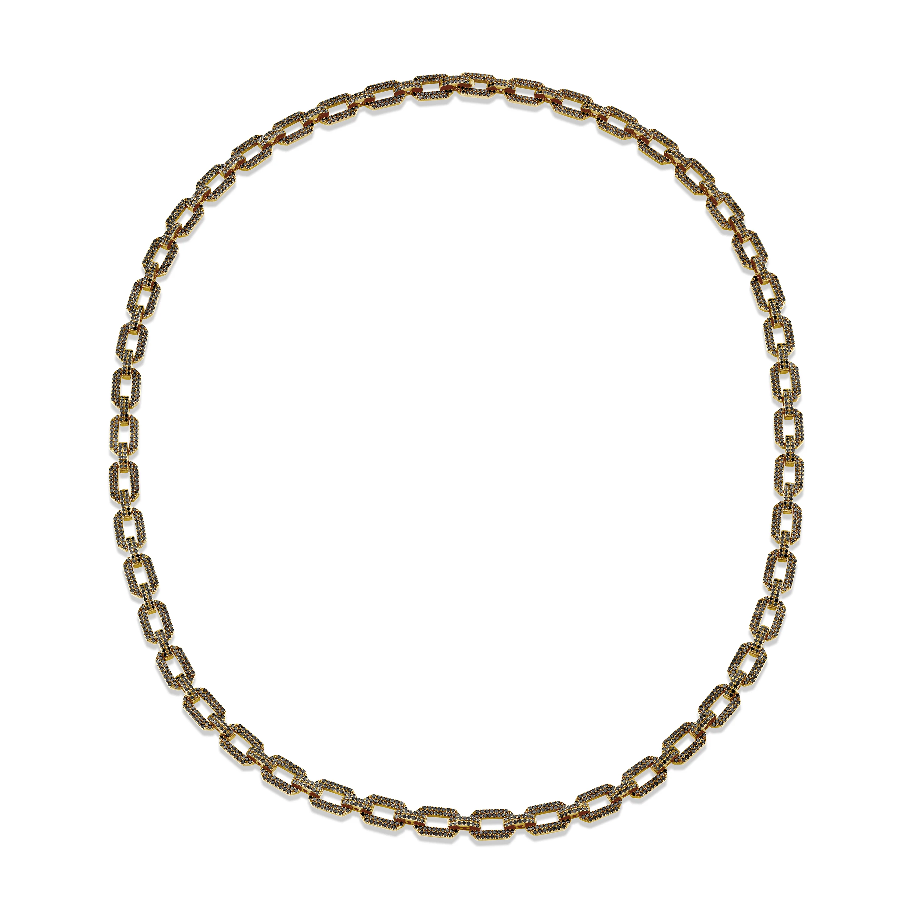 MEN'S BLACK DIAMOND FLAT GEO LINK NECKLACE - Image 4