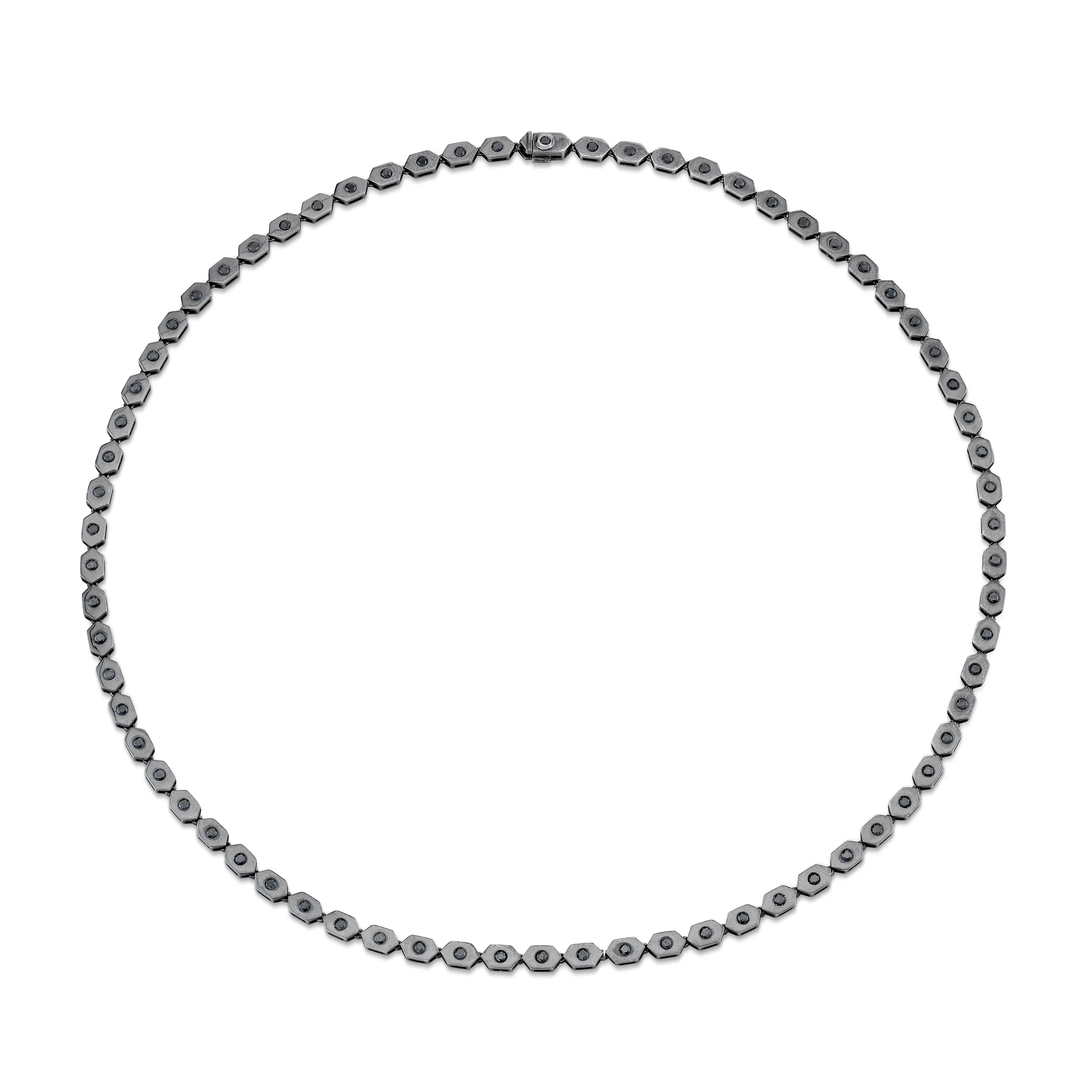 MEN'S BLACK DIAMOND HEXAGON NECKLACE - Image 5