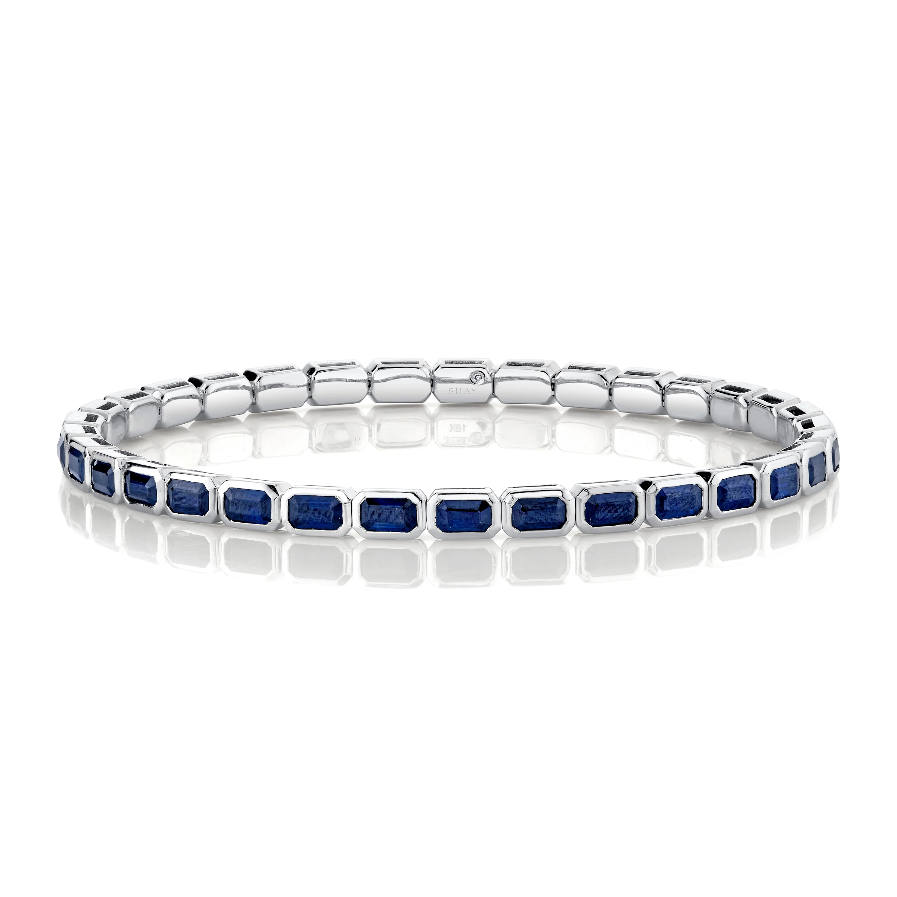 MEN'S BLUE SAPPHIRE BEZEL STRETCH BRACELET - Image 3