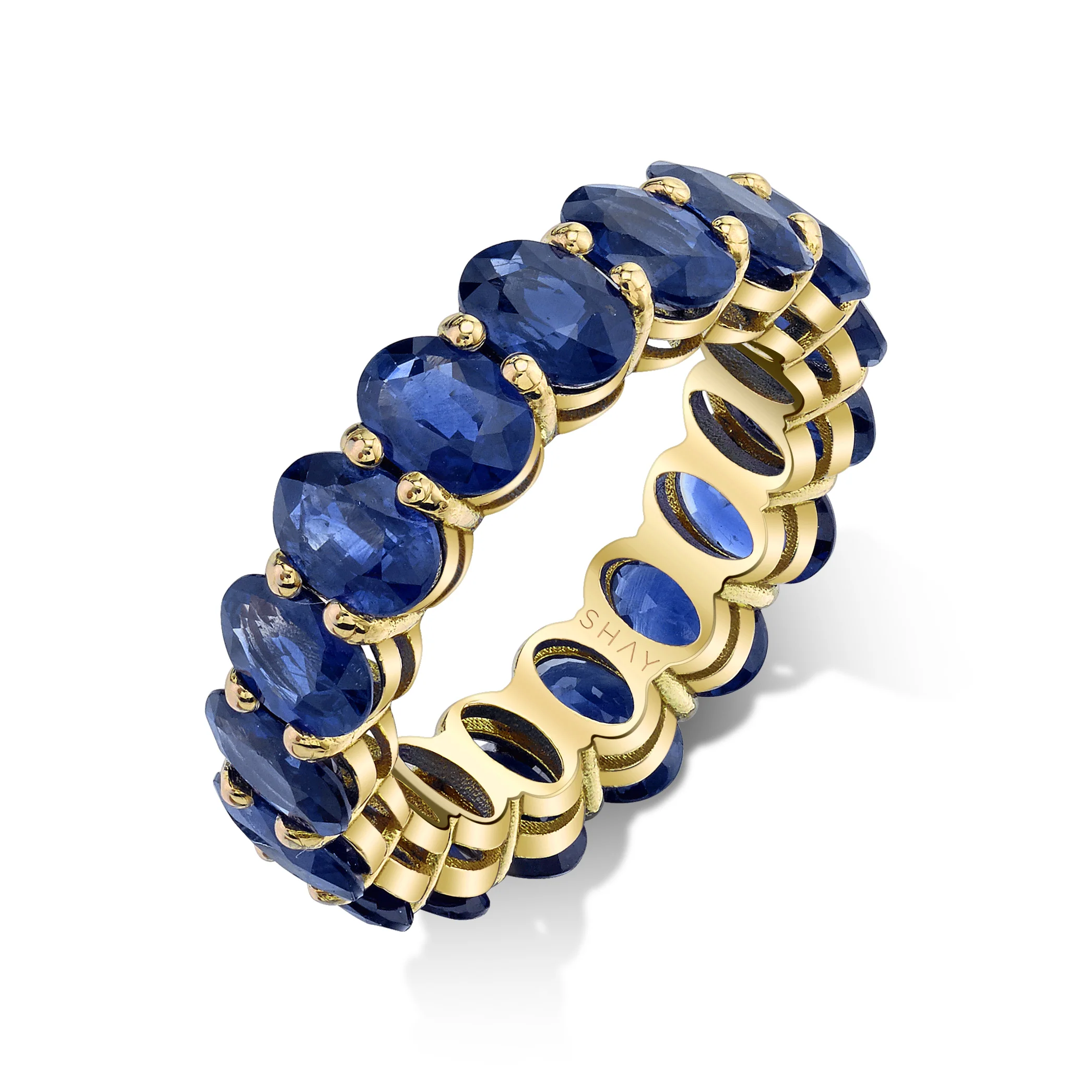 MEN'S BLUE SAPPHIRE OVAL ETERNITY BAND - Image 3