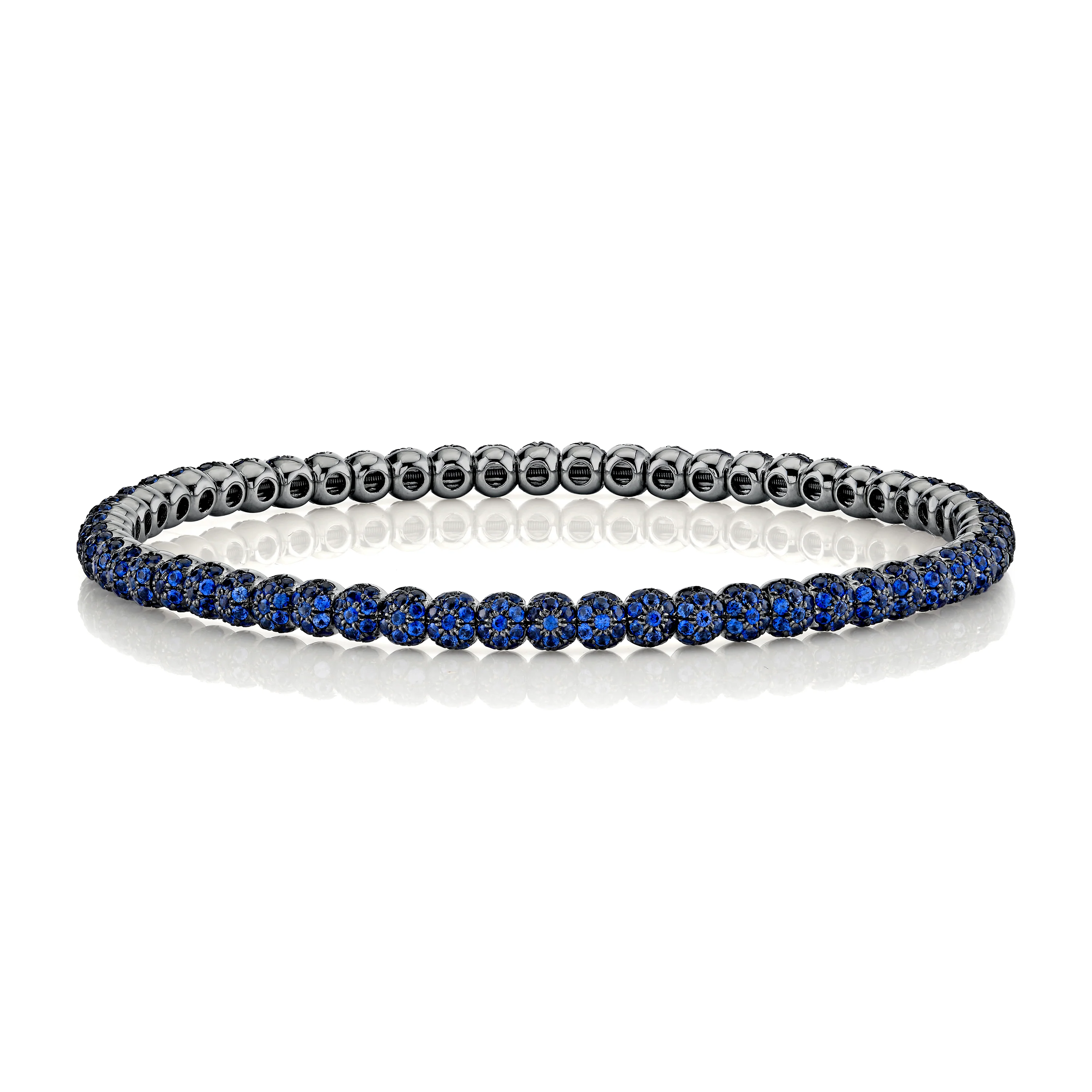 MEN'S BLUE SAPPHIRE PAVE BALL STRETCH BRACELET