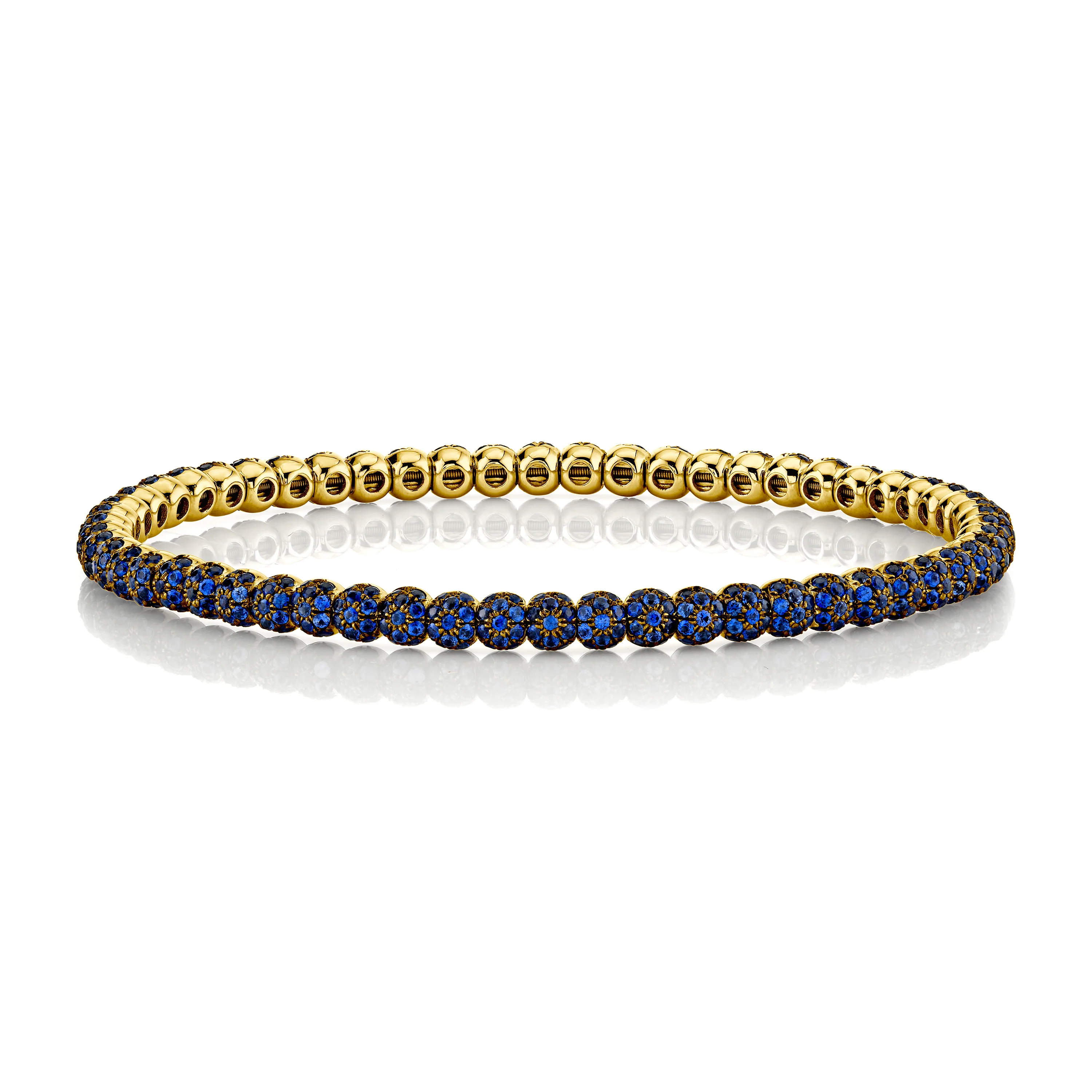 MEN'S BLUE SAPPHIRE PAVE BALL STRETCH BRACELET - Image 4