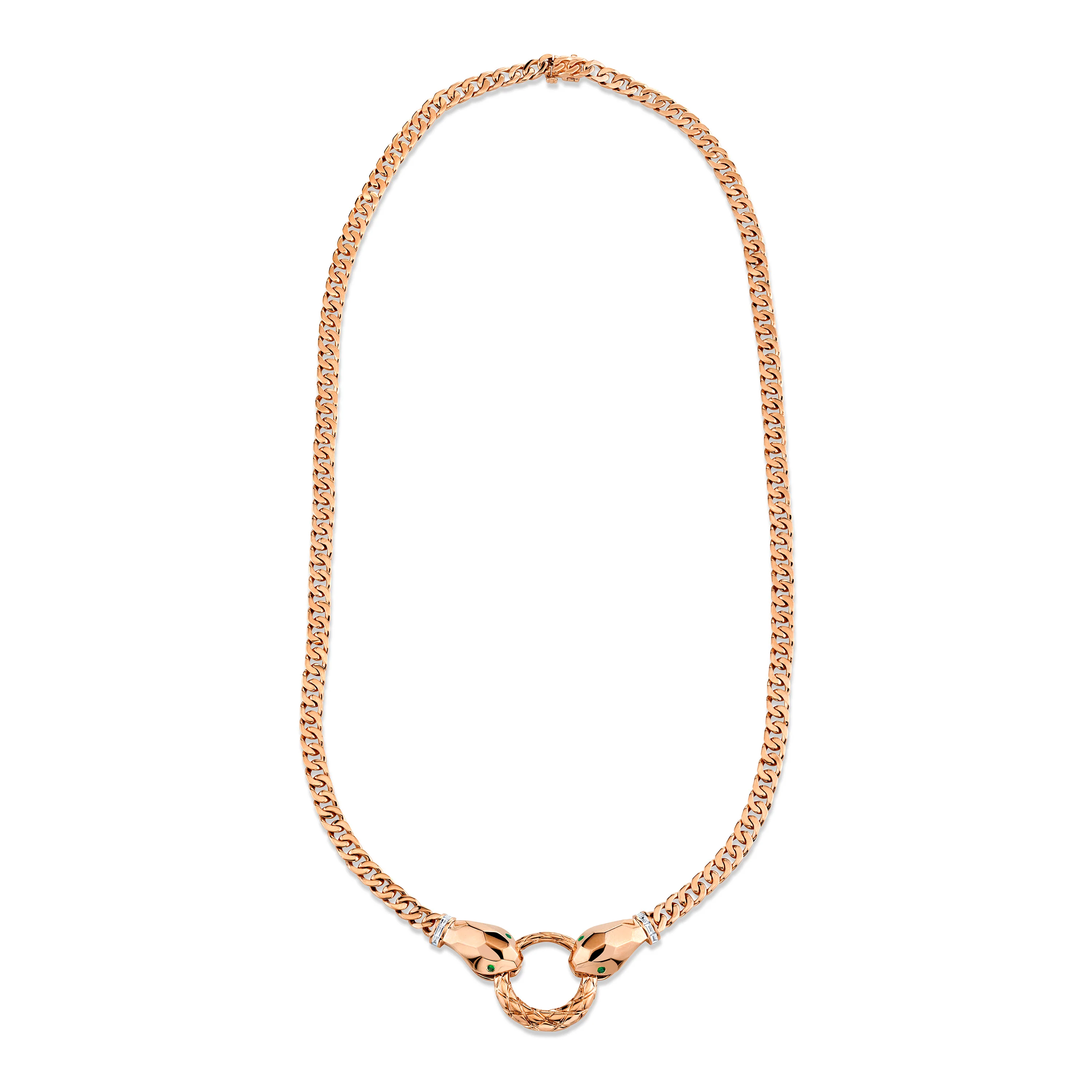 MEN'S DIAMOND & GREEN GARNET DOUBLE SNAKE NECKLACE - Image 5