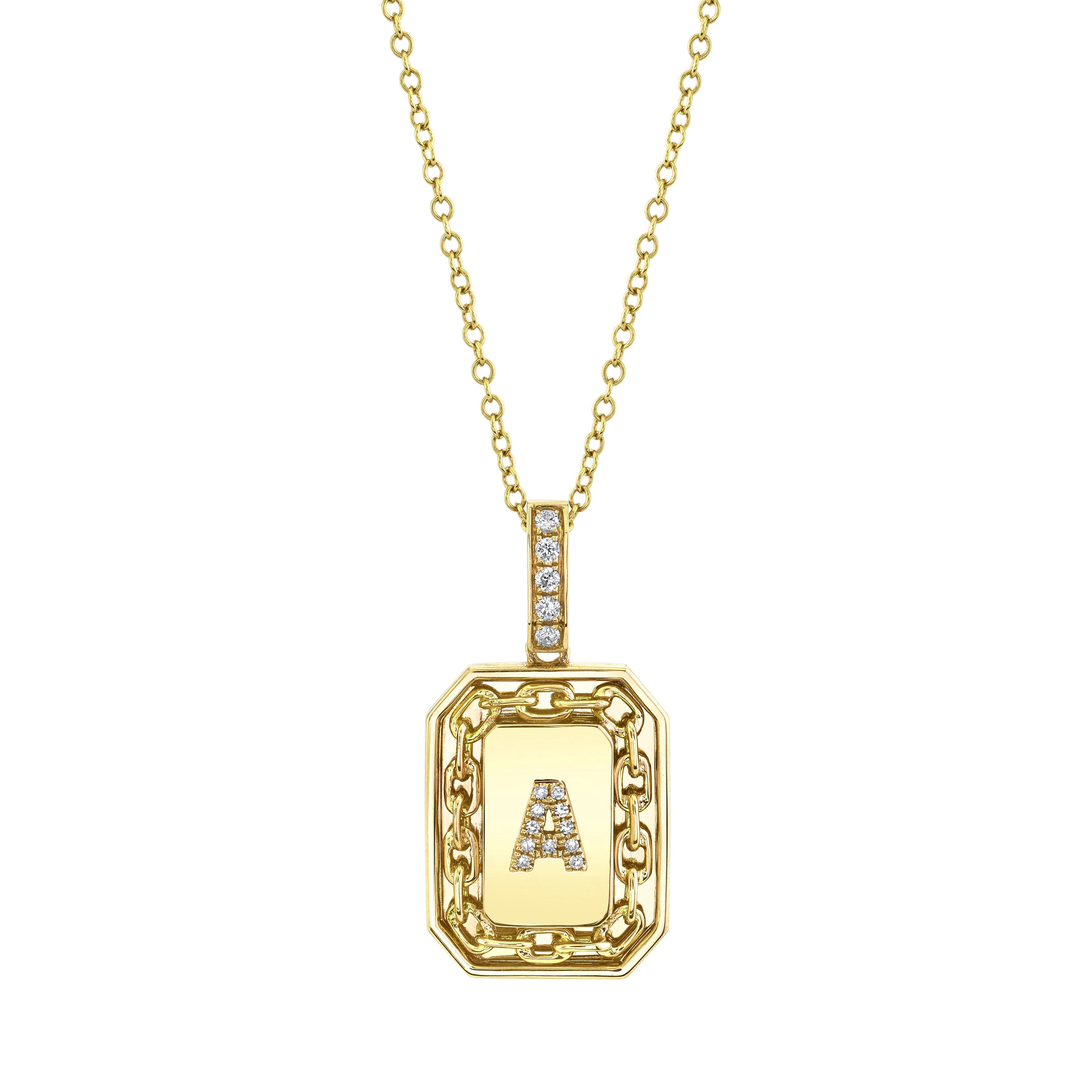 MEN'S DIAMOND INITIAL LINK NAMEPLATE NECKLACE - Image 2