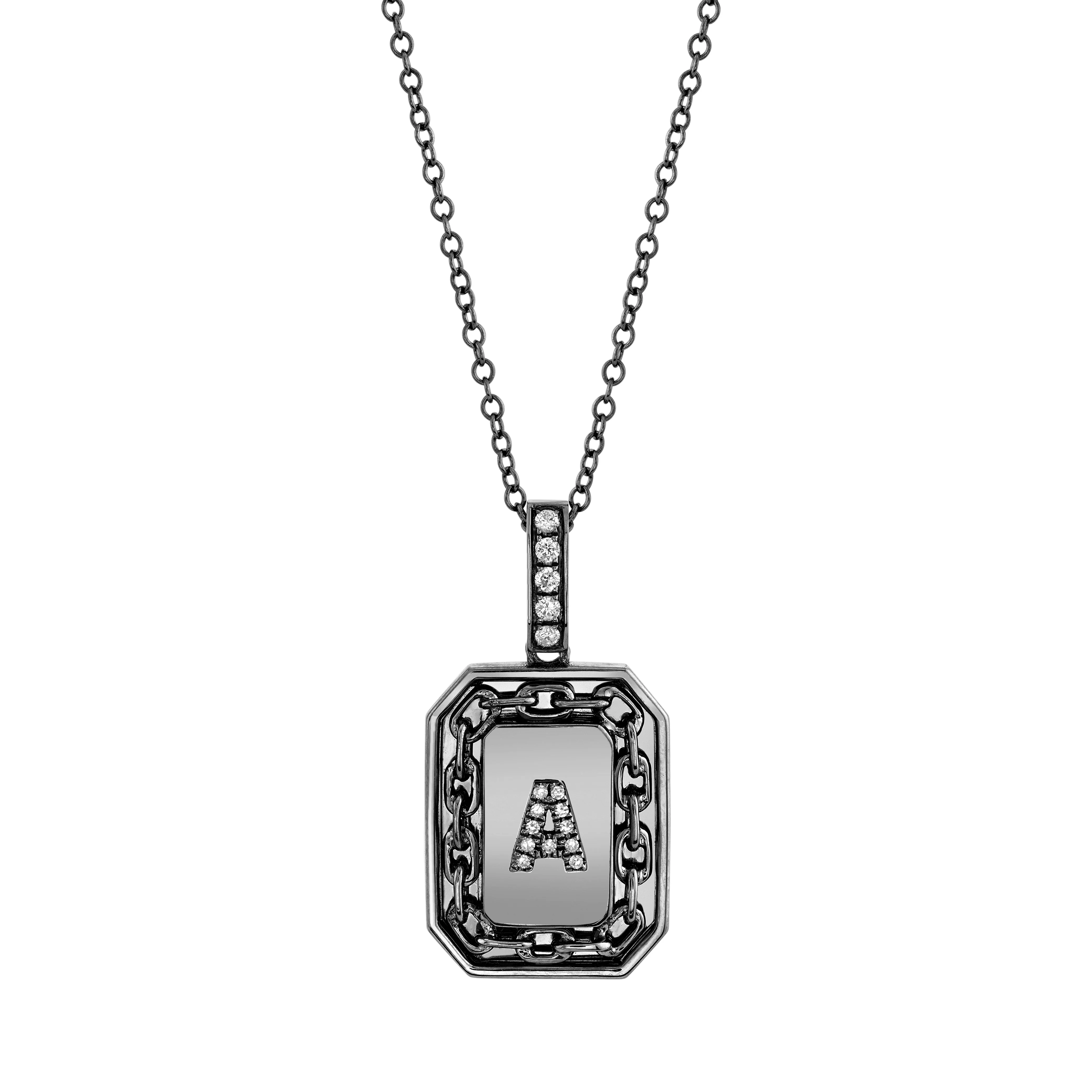 MEN'S DIAMOND INITIAL LINK NAMEPLATE NECKLACE - Image 3