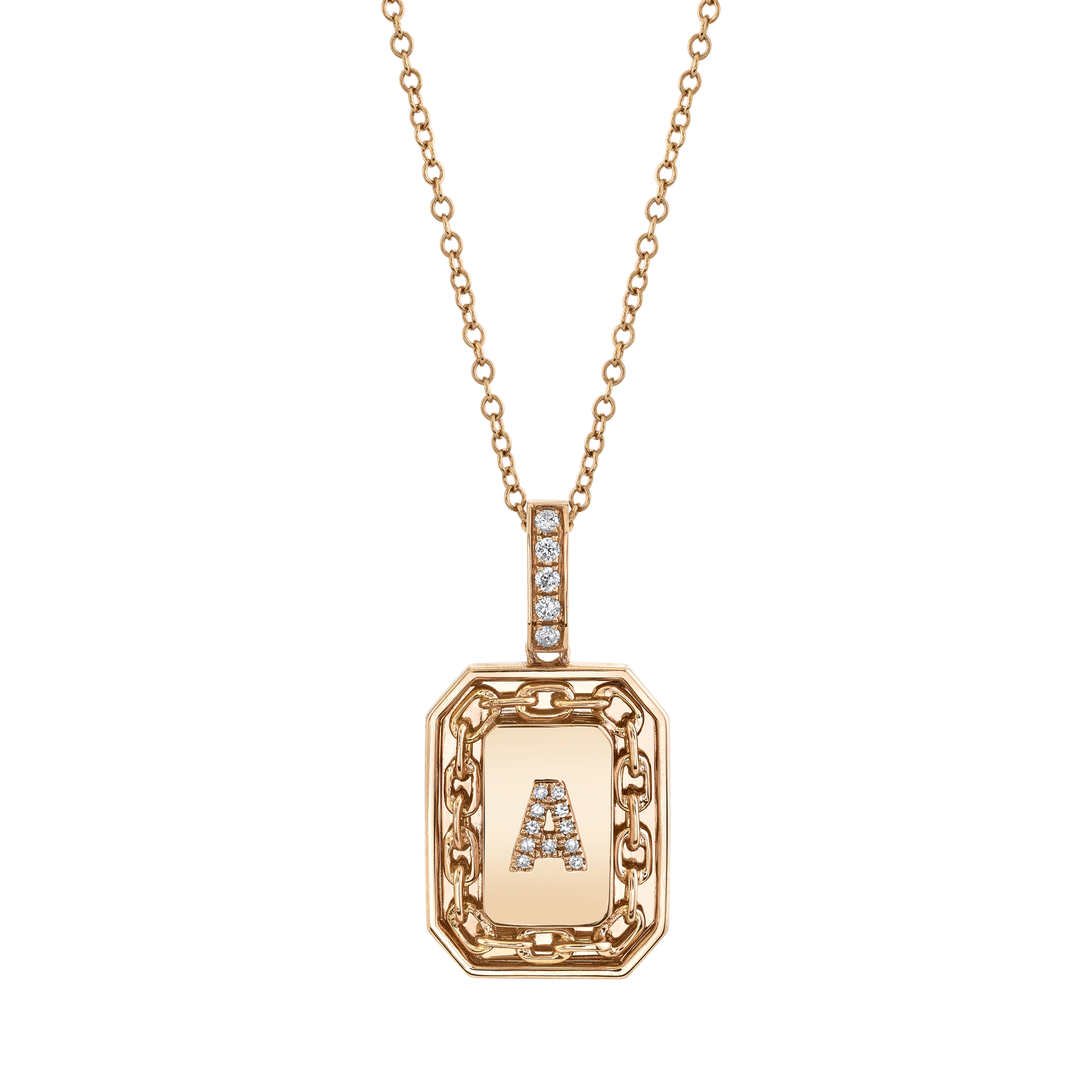 MEN'S DIAMOND INITIAL LINK NAMEPLATE NECKLACE - Image 4