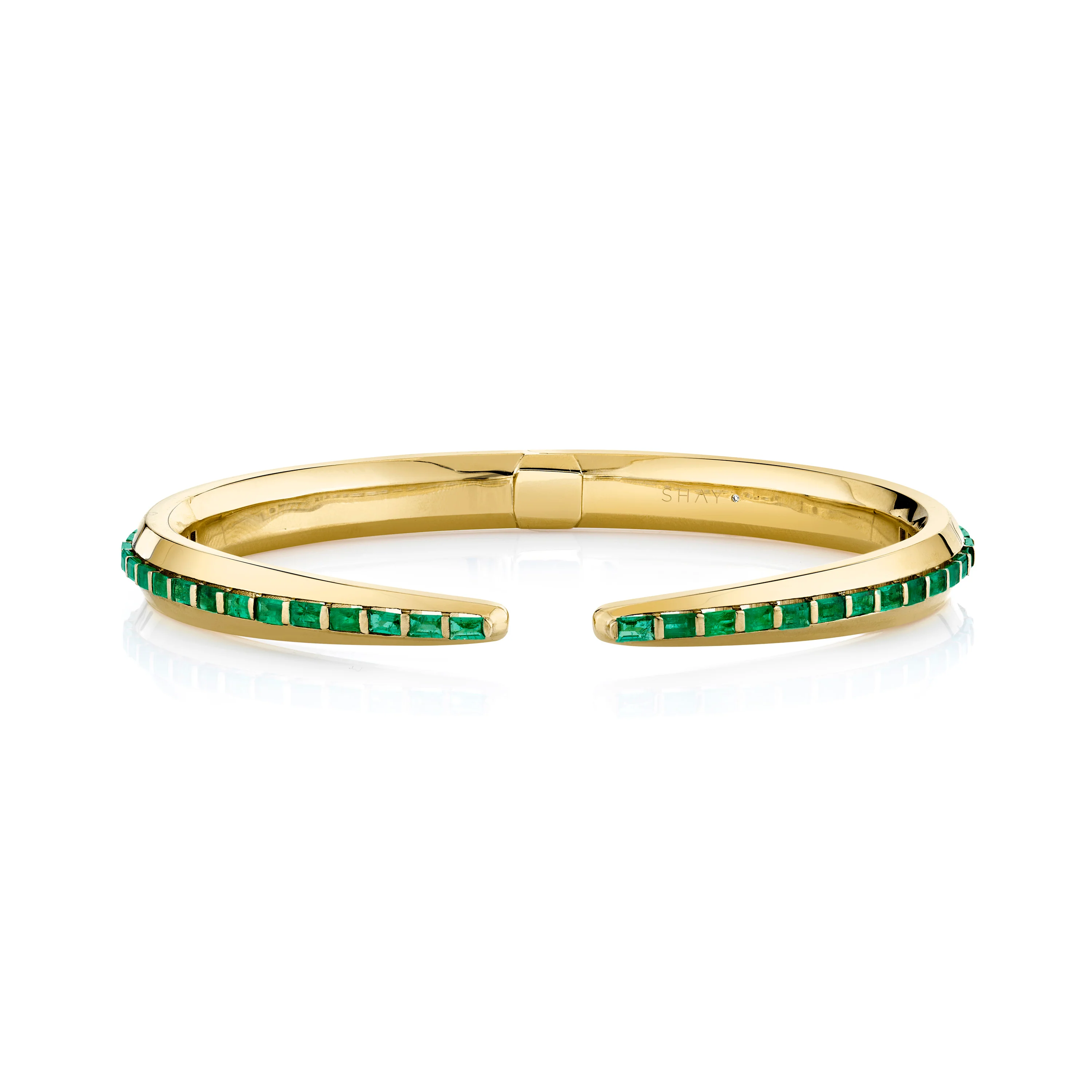MEN'S EMERALD BAGUETTE SNAKE TAIL CUFF - Image 4
