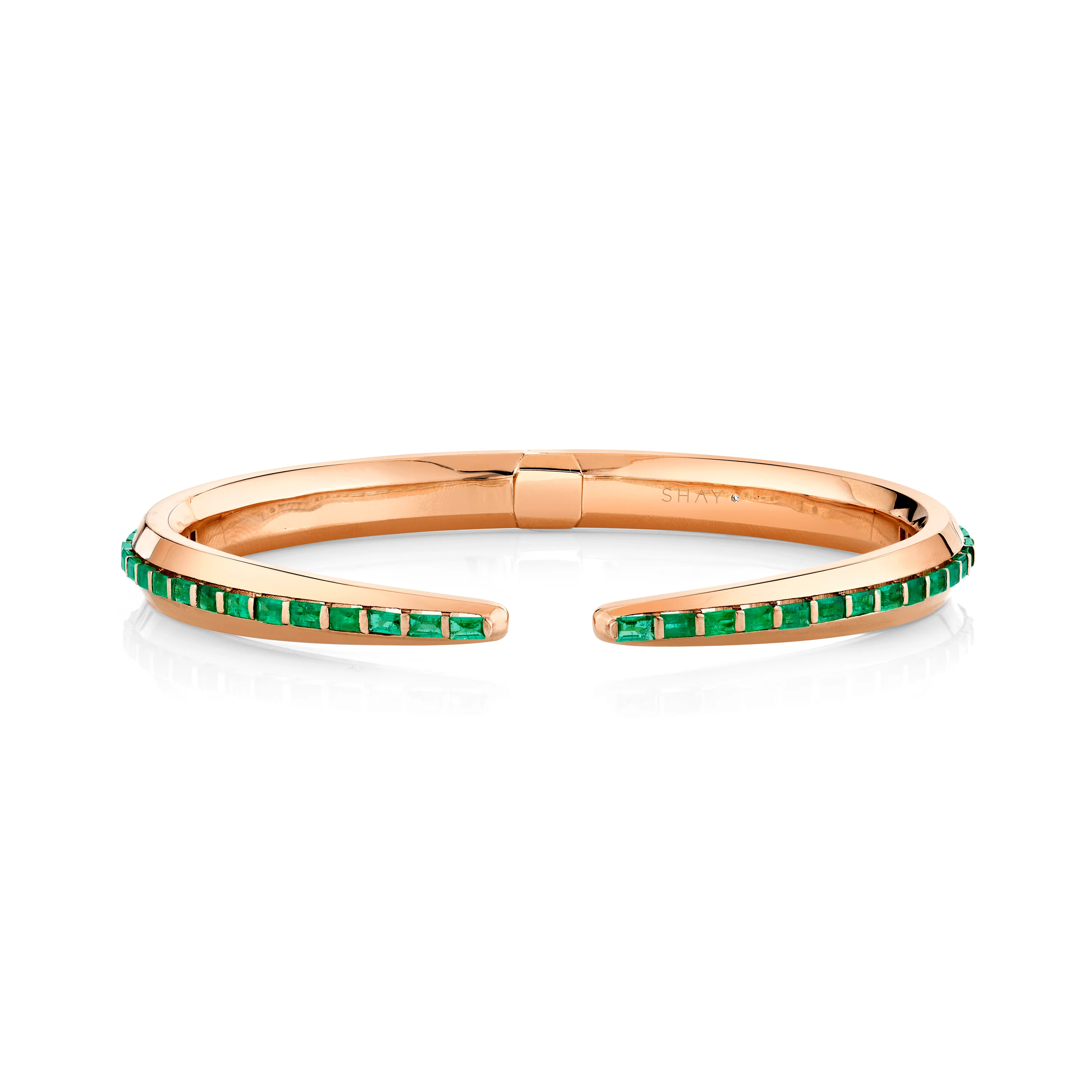 MEN'S EMERALD BAGUETTE SNAKE TAIL CUFF - Image 5