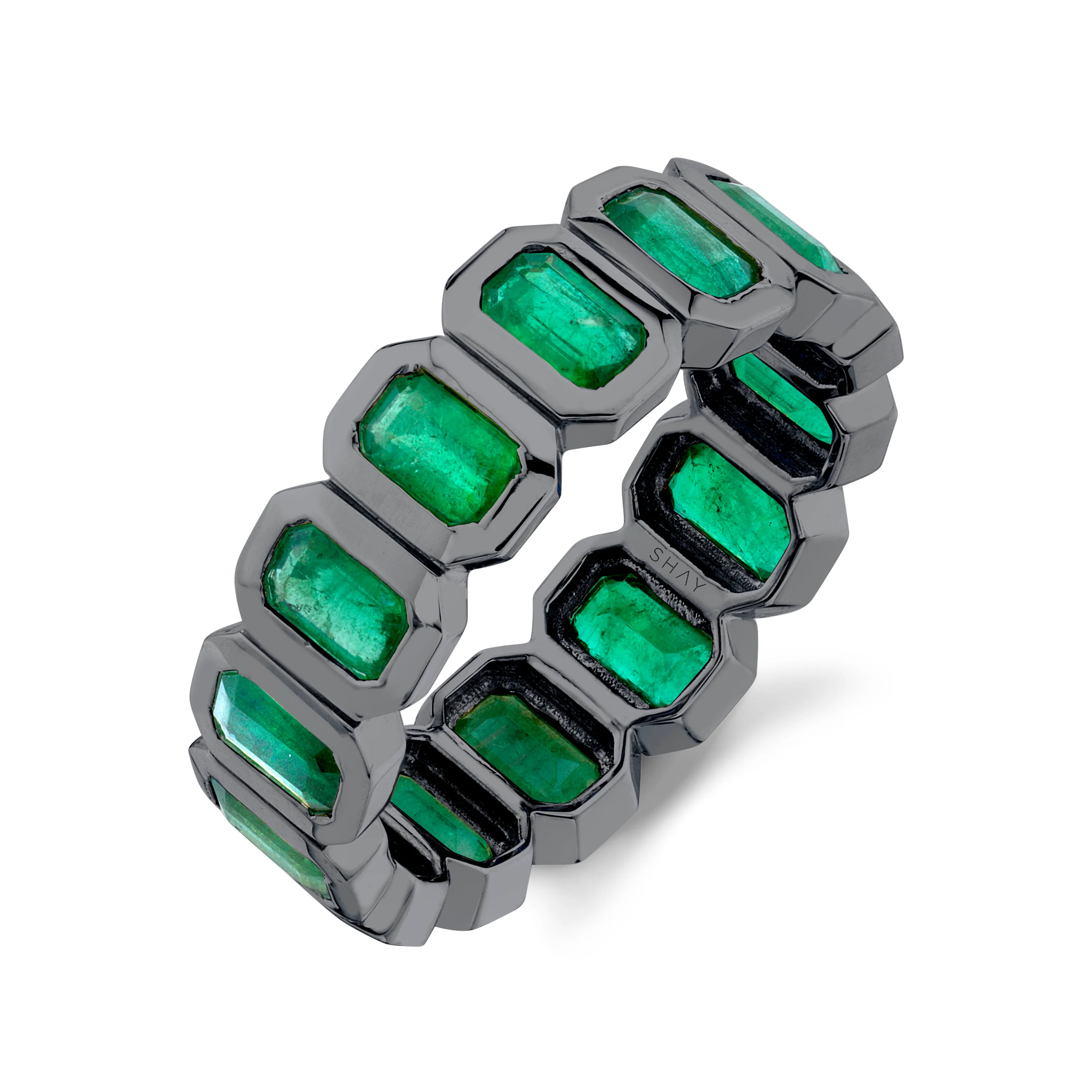 MEN'S EMERALD BEZEL ETERNITY BAND - Image 3