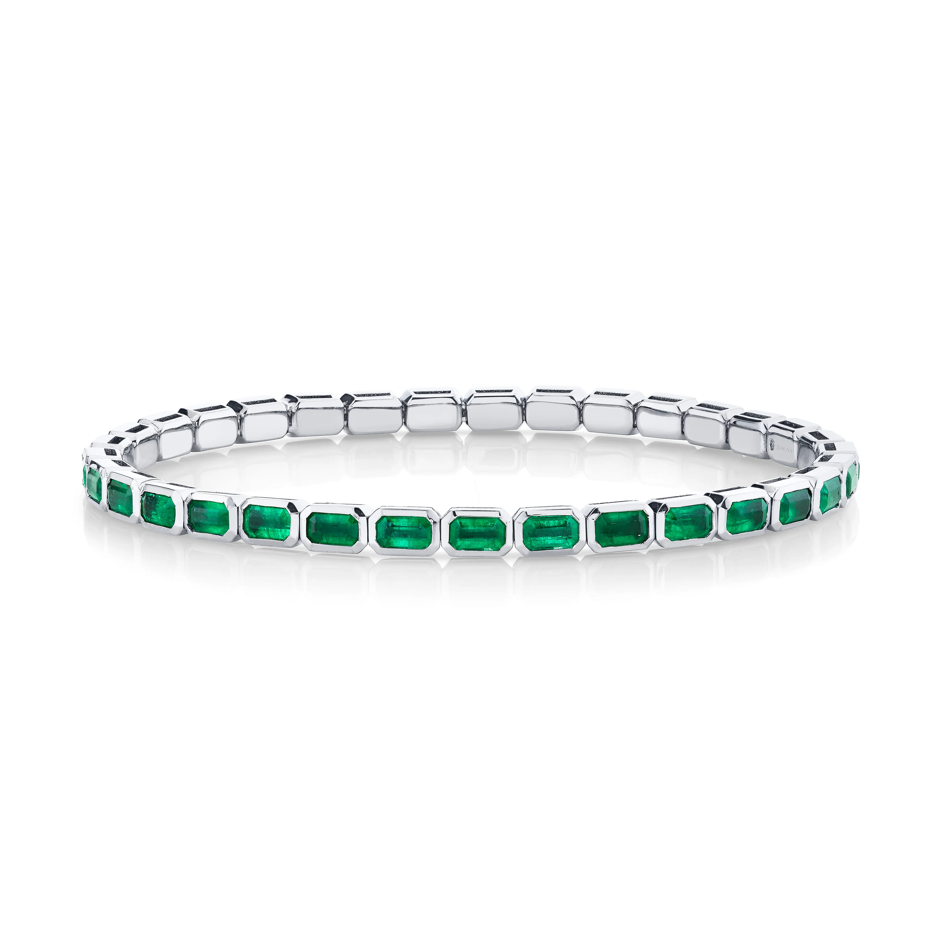 MEN'S EMERALD BEZEL STRETCH BRACELET - Image 3