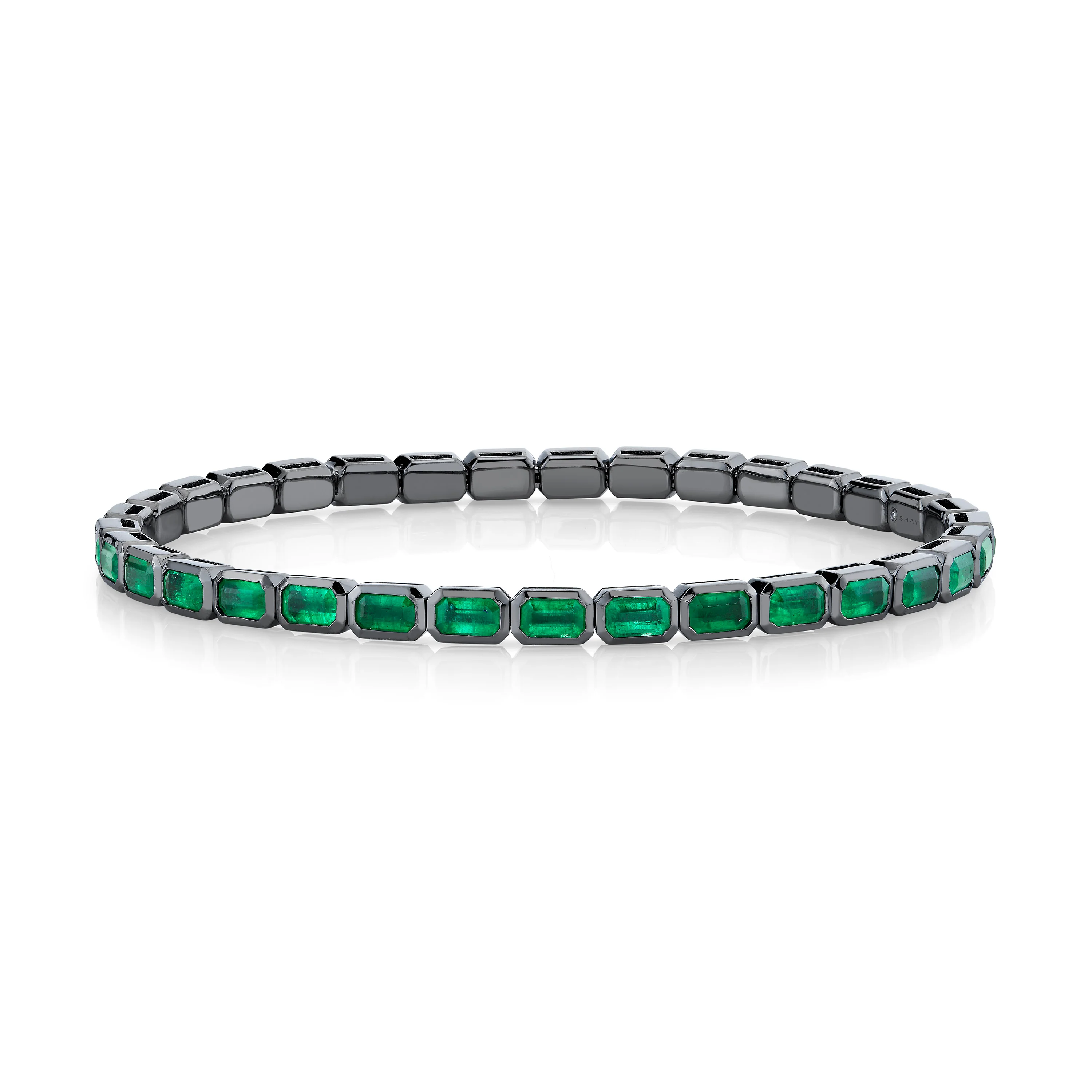 MEN'S EMERALD BEZEL STRETCH BRACELET - Image 4