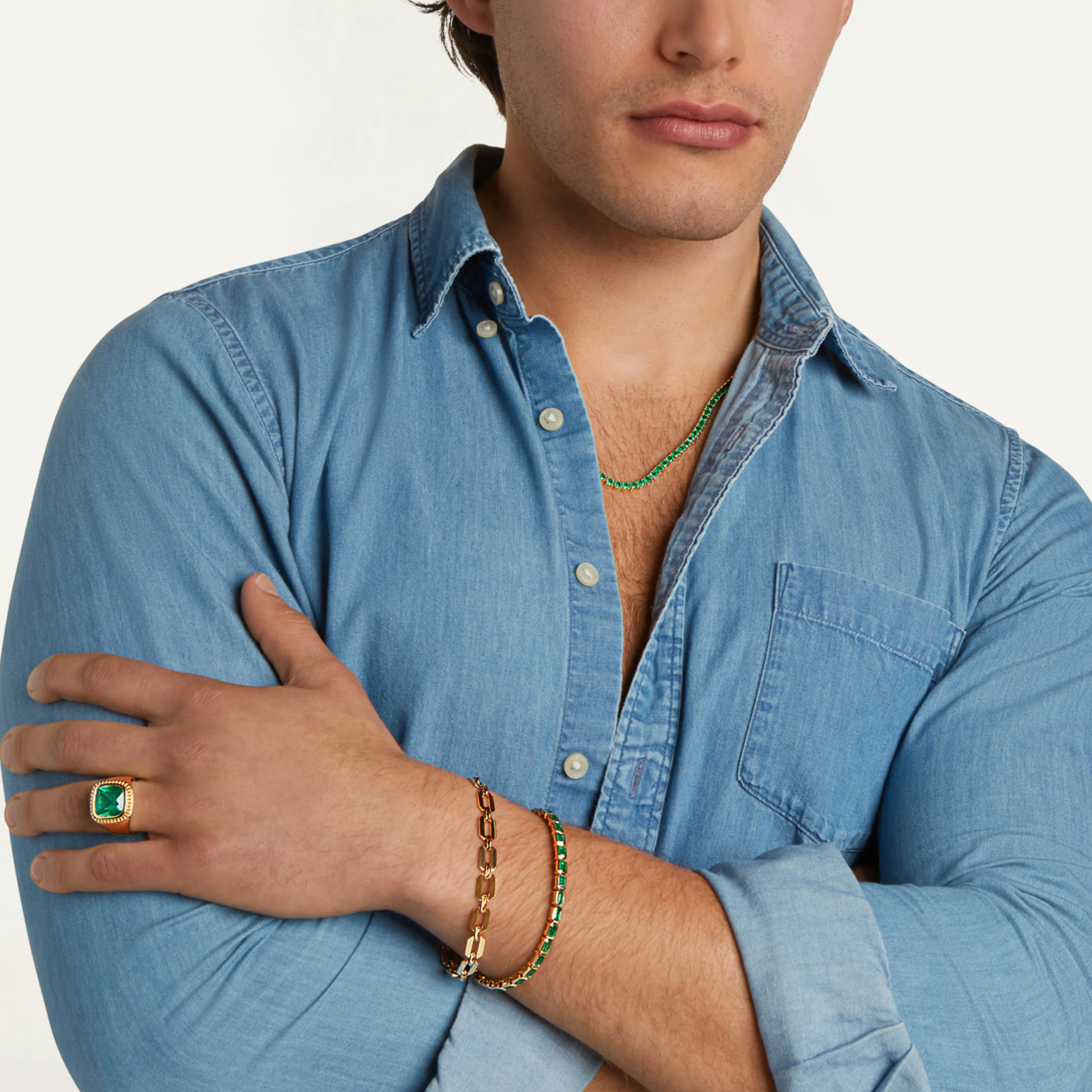 MEN'S EMERALD TENNIS NECKLACE - Image 2