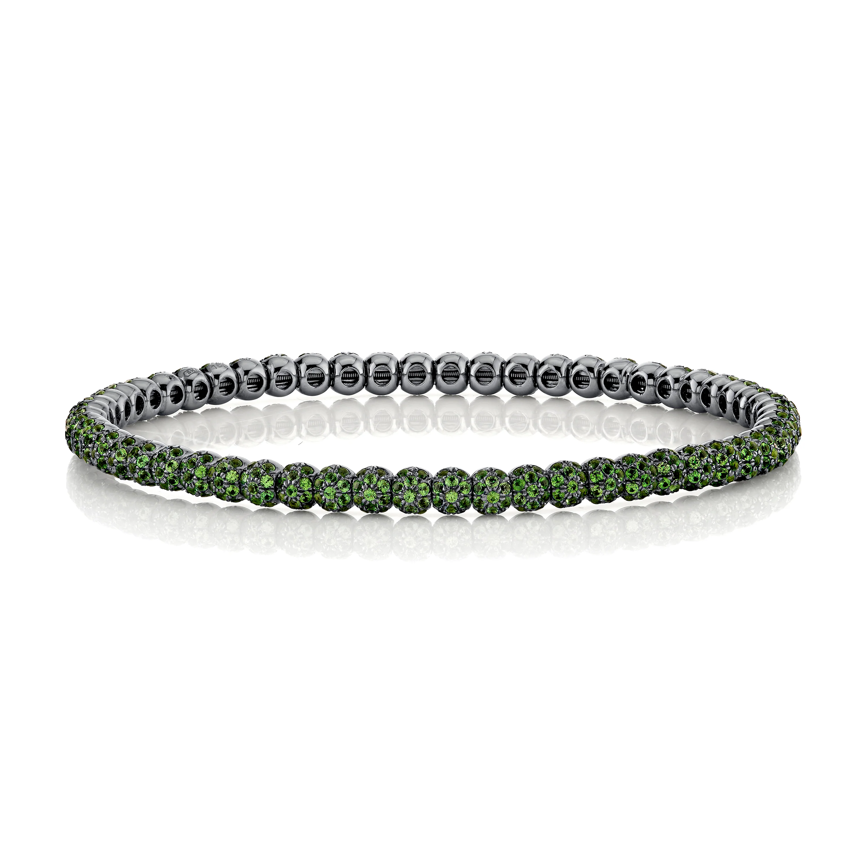 MEN'S GREEN GARNET PAVE BALL STRETCH BRACELET - Image 3