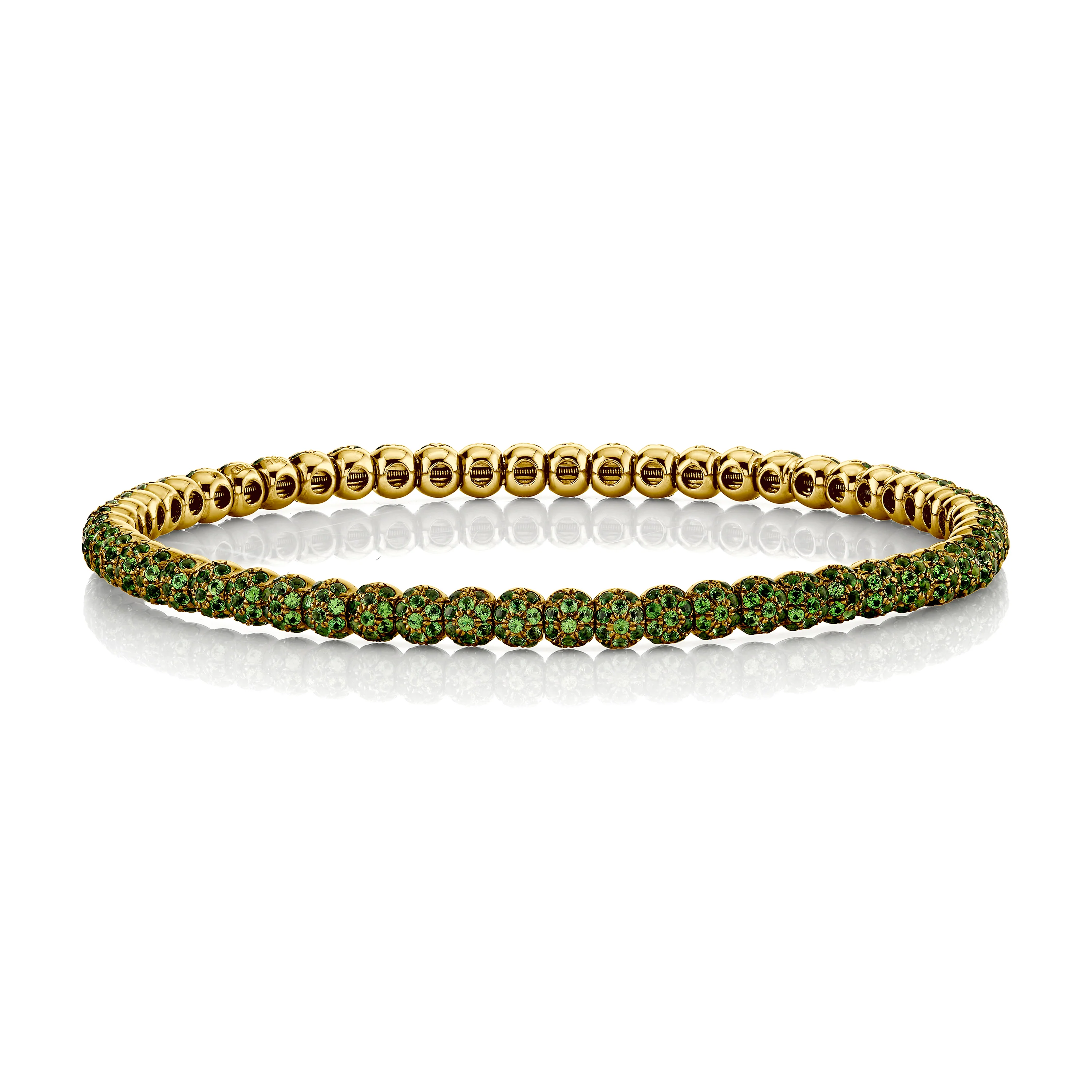 MEN'S GREEN GARNET PAVE BALL STRETCH BRACELET - Image 4