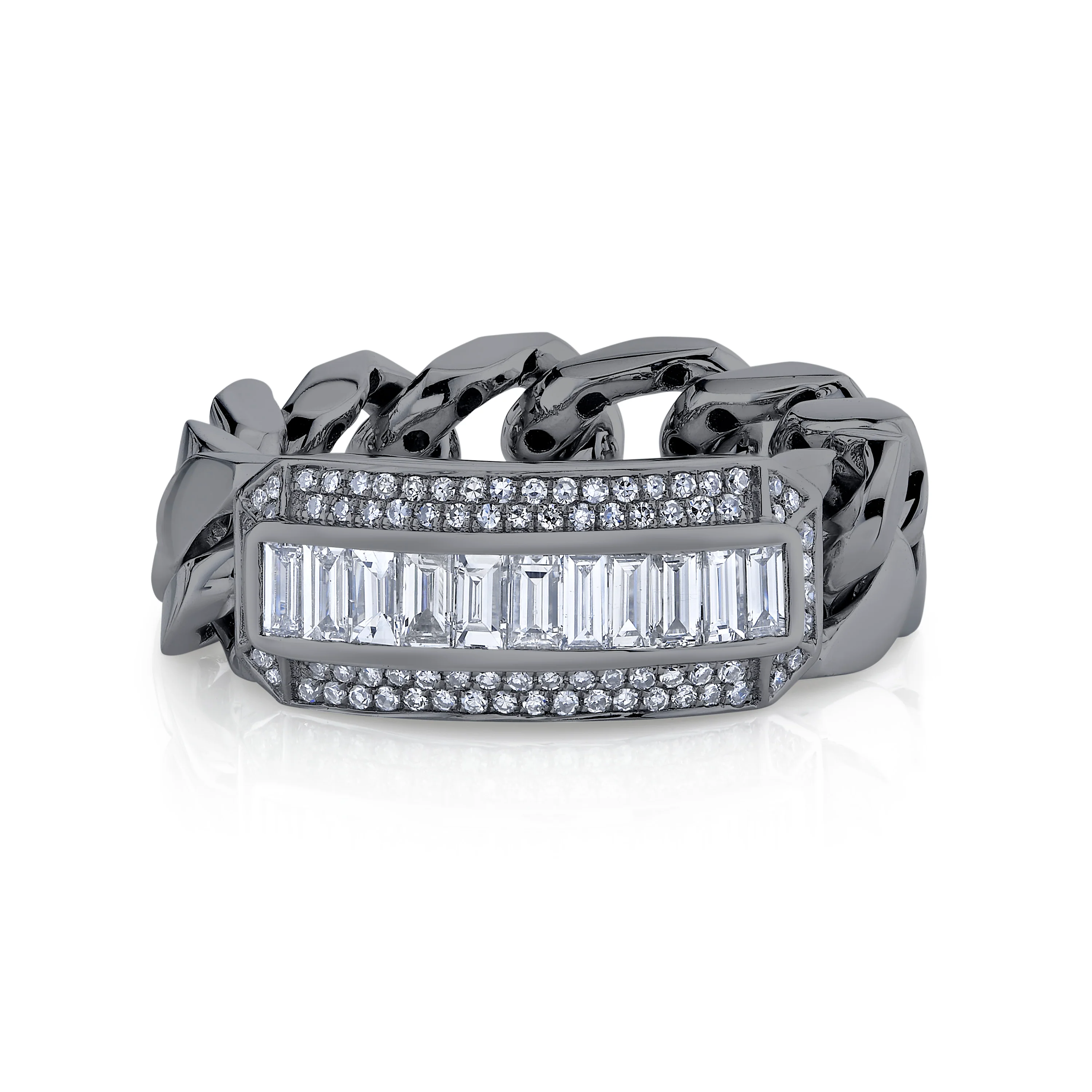 MEN'S MIXED DIAMOND LINK RING - Image 4