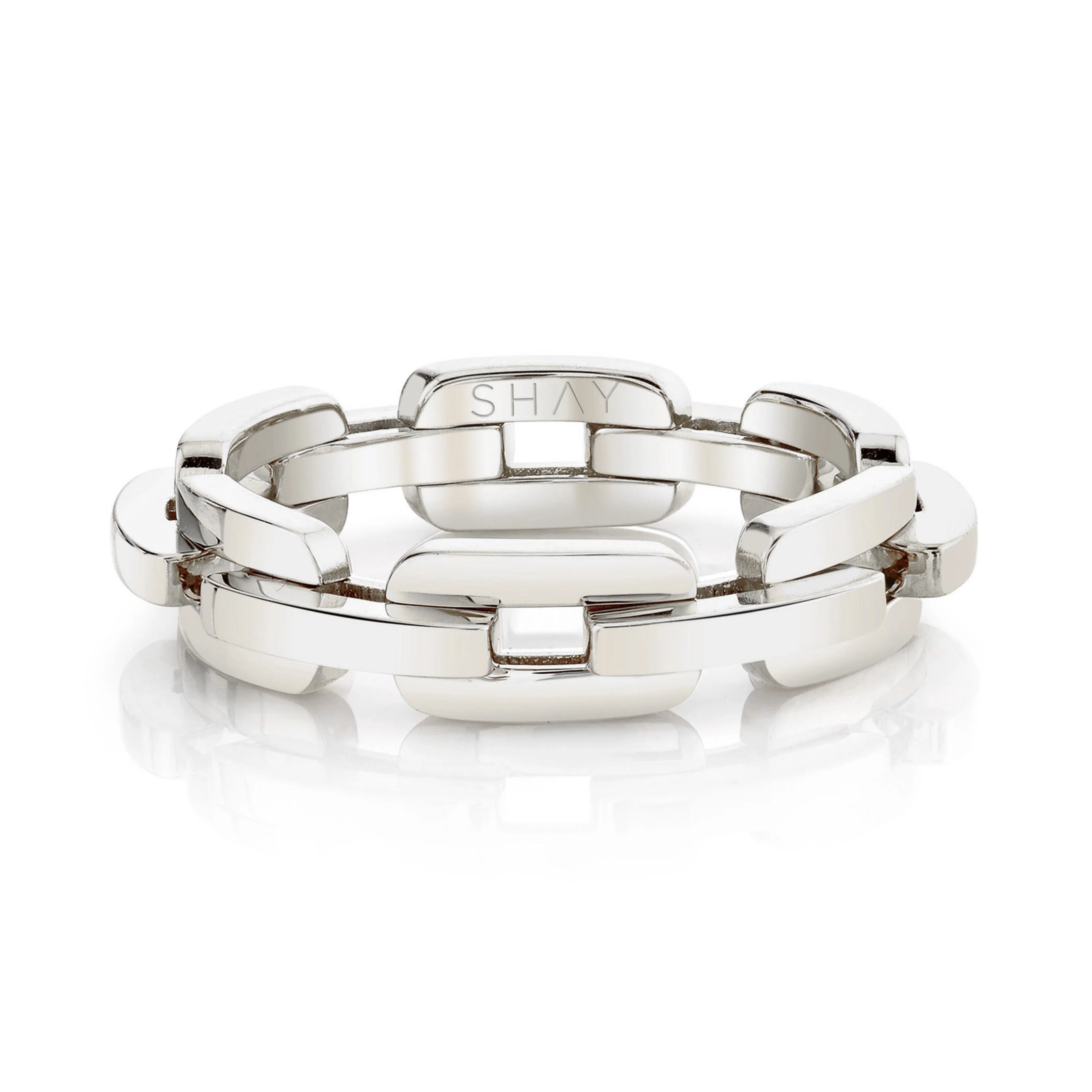 MEN'S SOLID GOLD DECO LINK RING