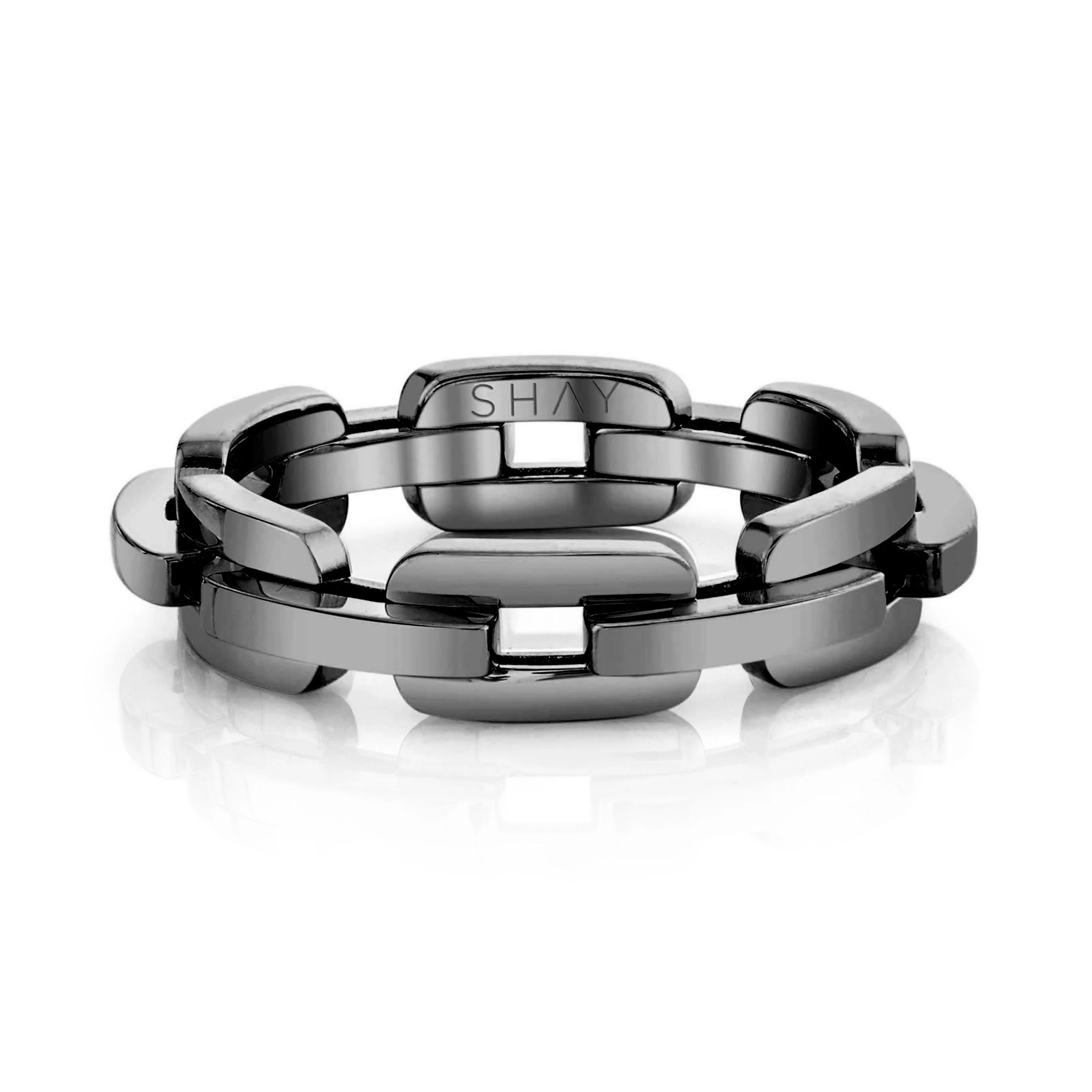 MEN'S SOLID GOLD DECO LINK RING - Image 3