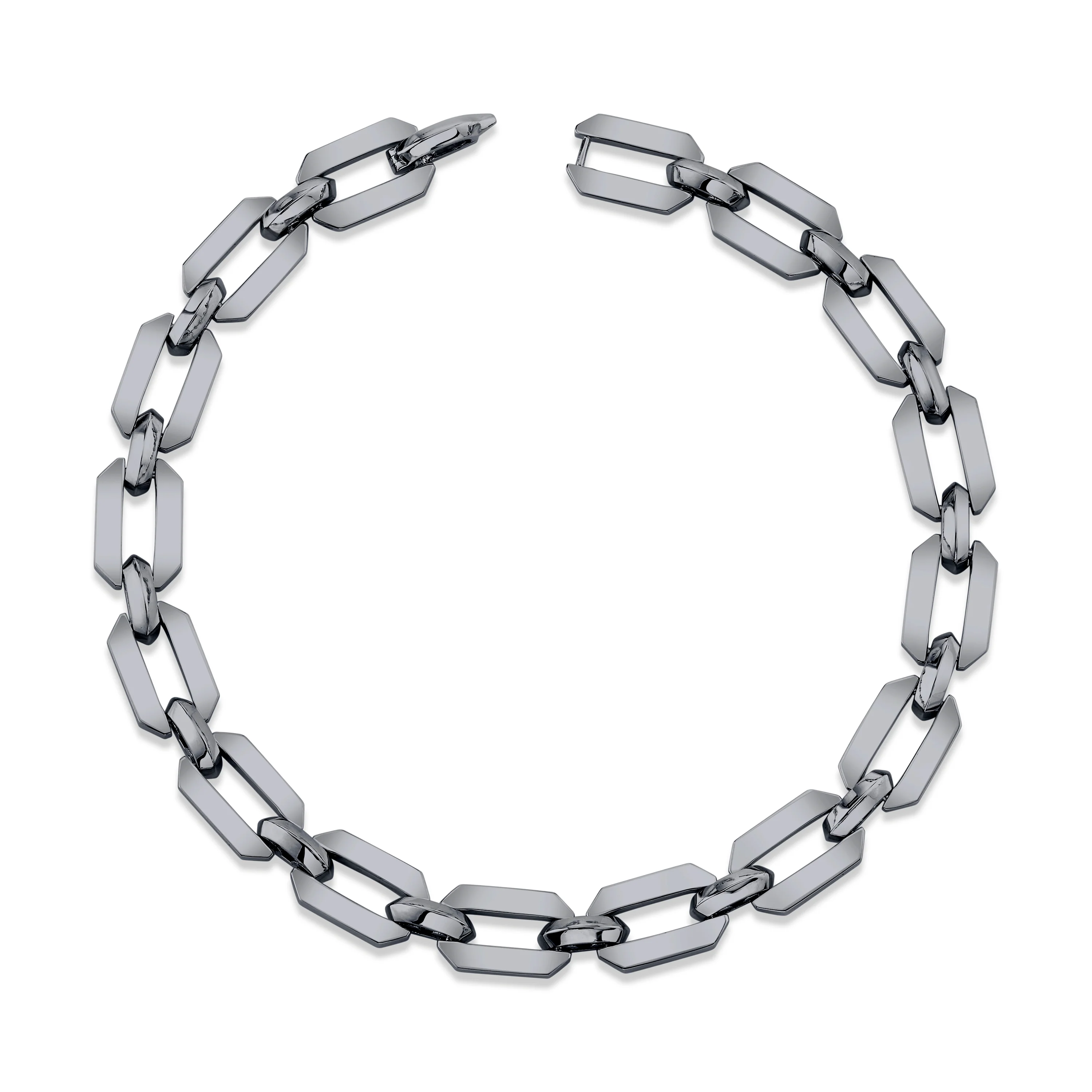 MEN'S SOLID GOLD FLAT GEO LINK BRACELET - Image 3