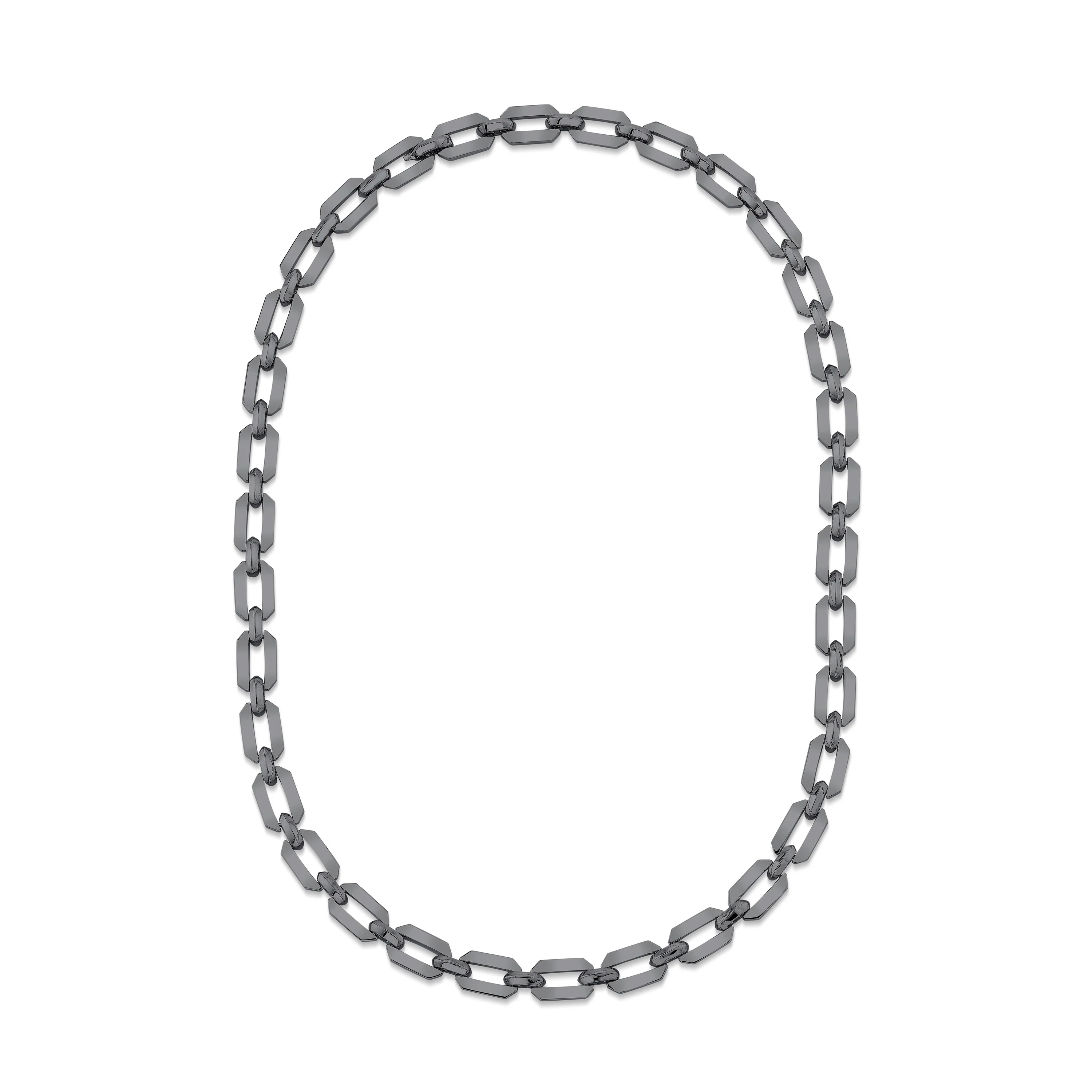 MEN'S SOLID GOLD FLAT GEO LINK NECKLACE - Image 3