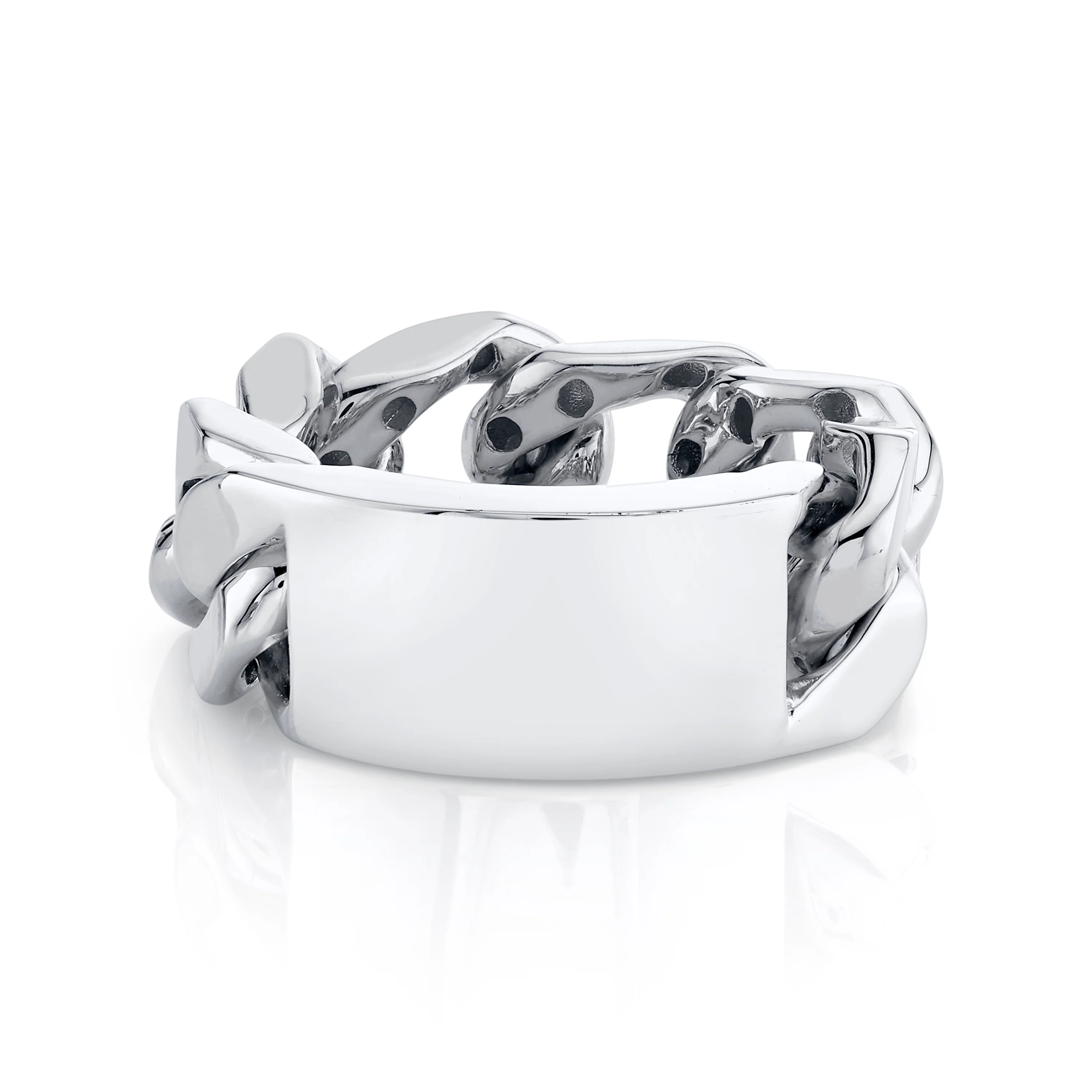 MEN'S SOLID GOLD ID LINK RING - Image 4