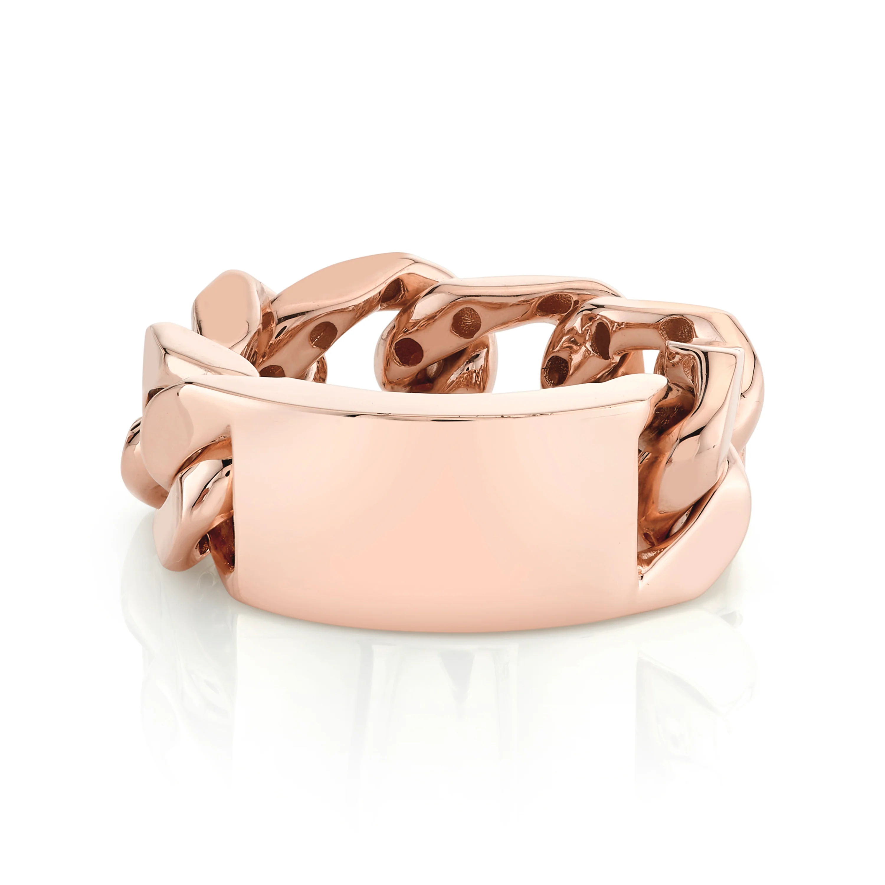 MEN'S SOLID GOLD ID LINK RING - Image 5