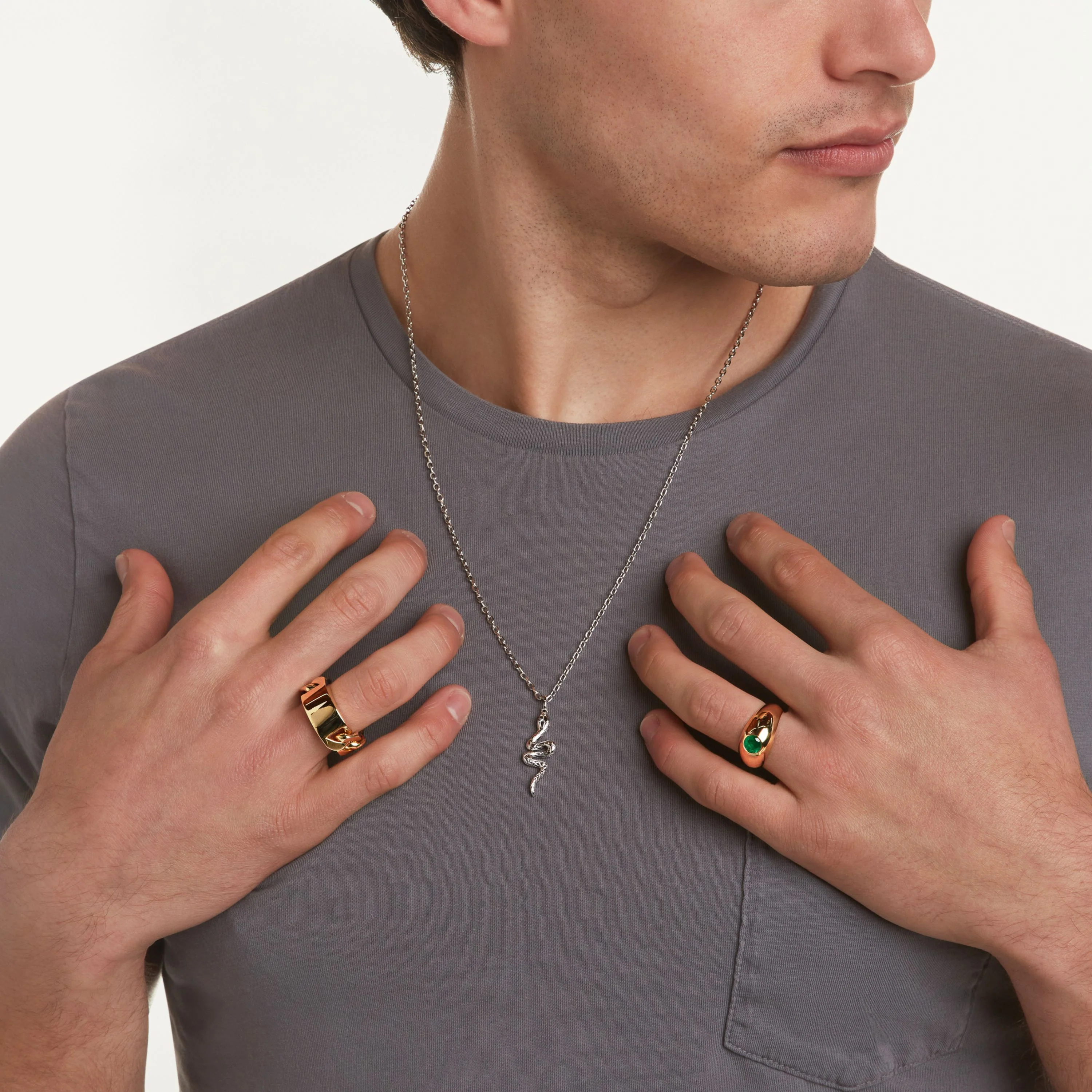 MEN'S SOLID GOLD ID LINK RING - Image 6