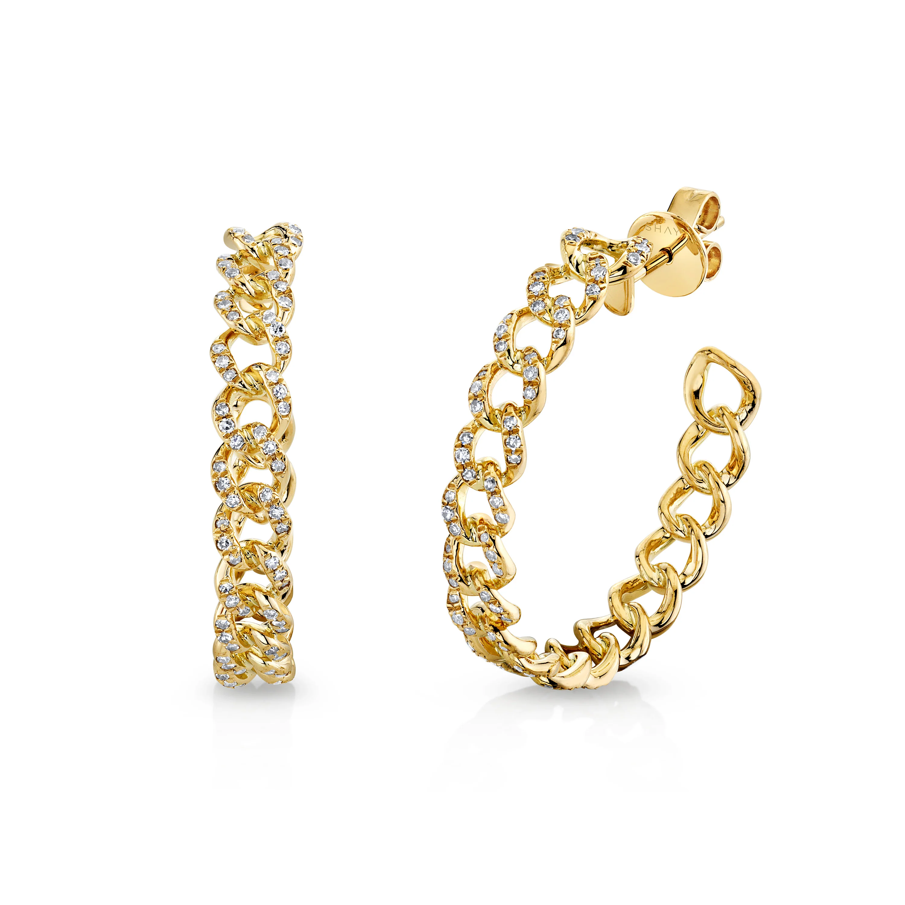 MINI DIAMOND PAVE LINK HOOPS - Image 2