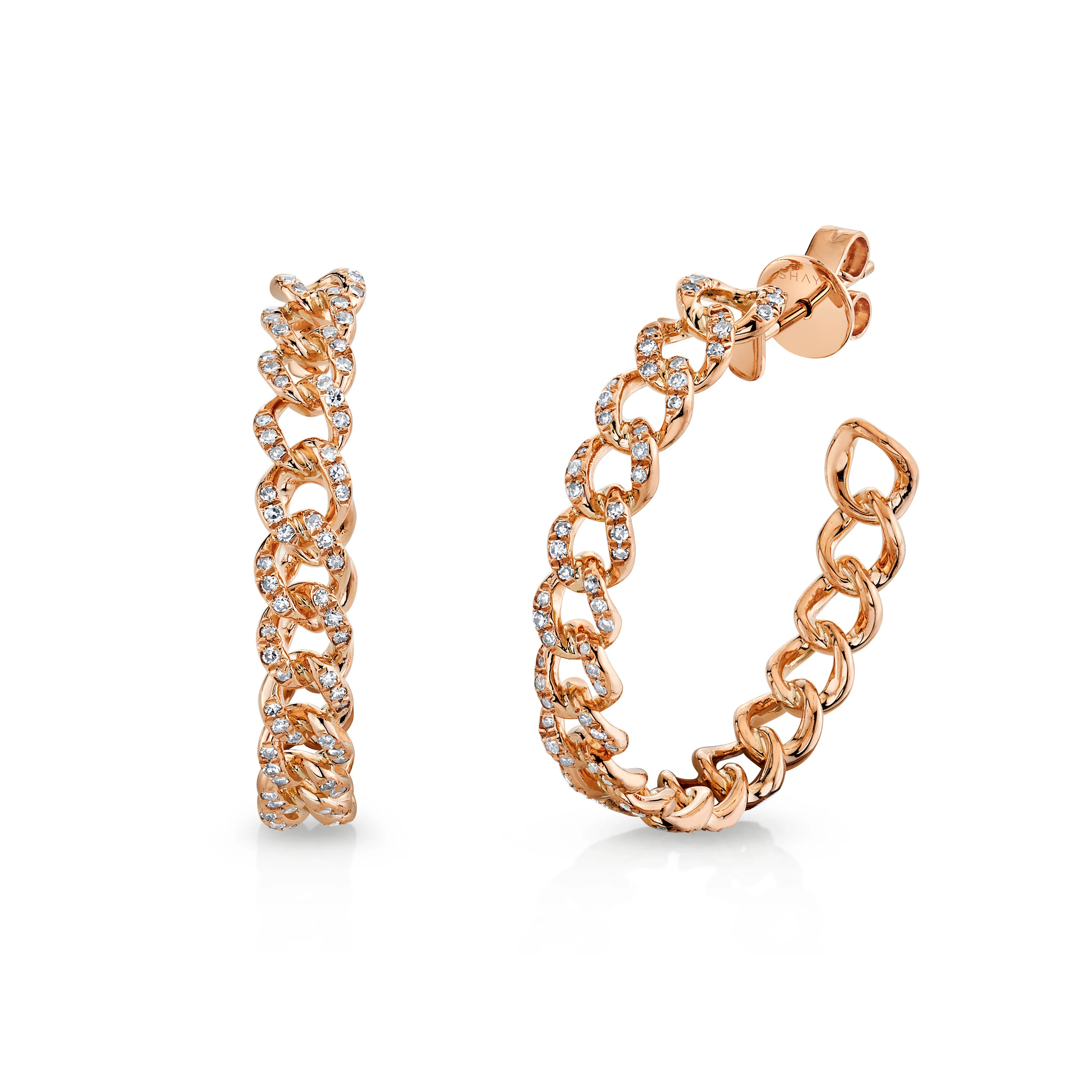 MINI DIAMOND PAVE LINK HOOPS - Image 3