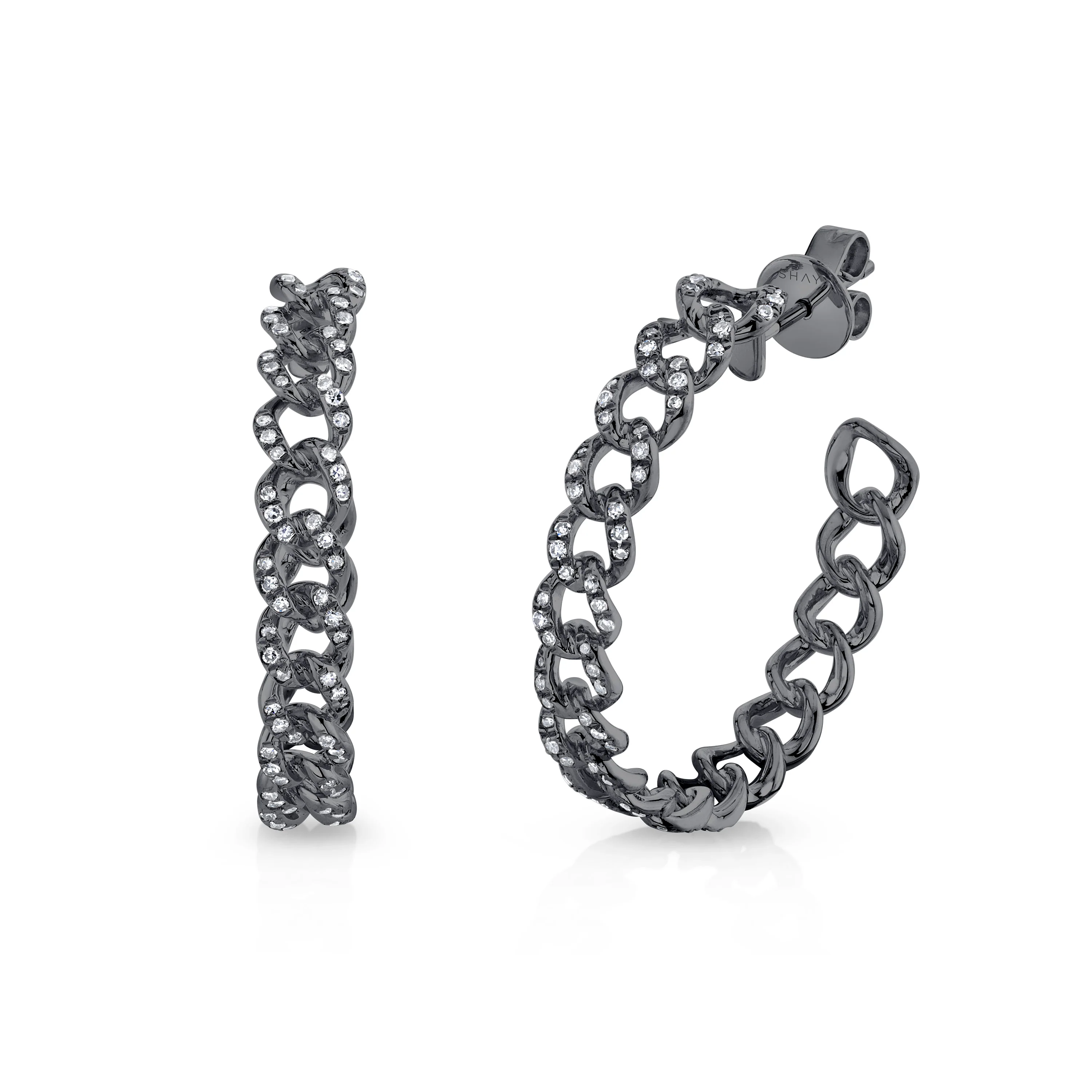 MINI DIAMOND PAVE LINK HOOPS - Image 4