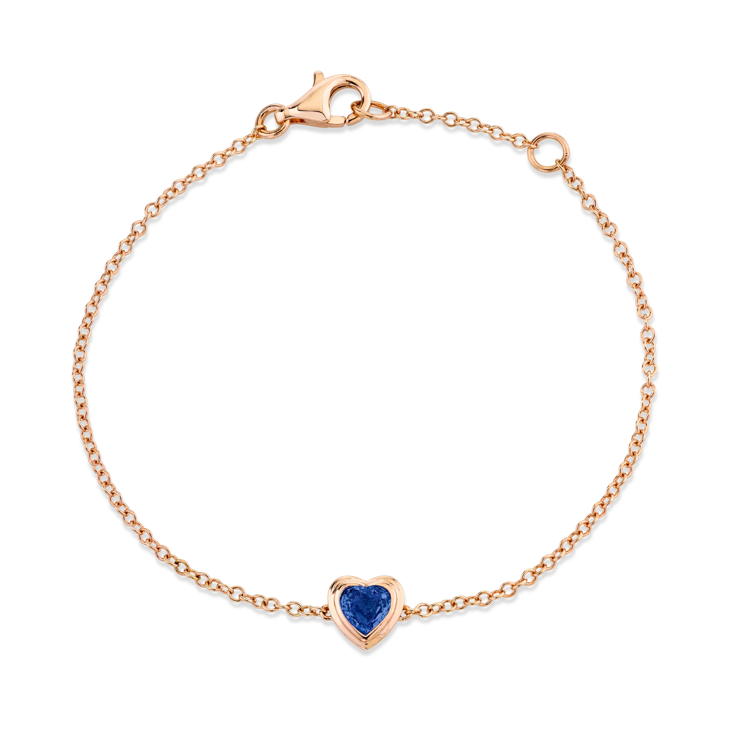 MINI ME BLUE SAPPHIRE BEZEL HEART BRACELET - Image 3