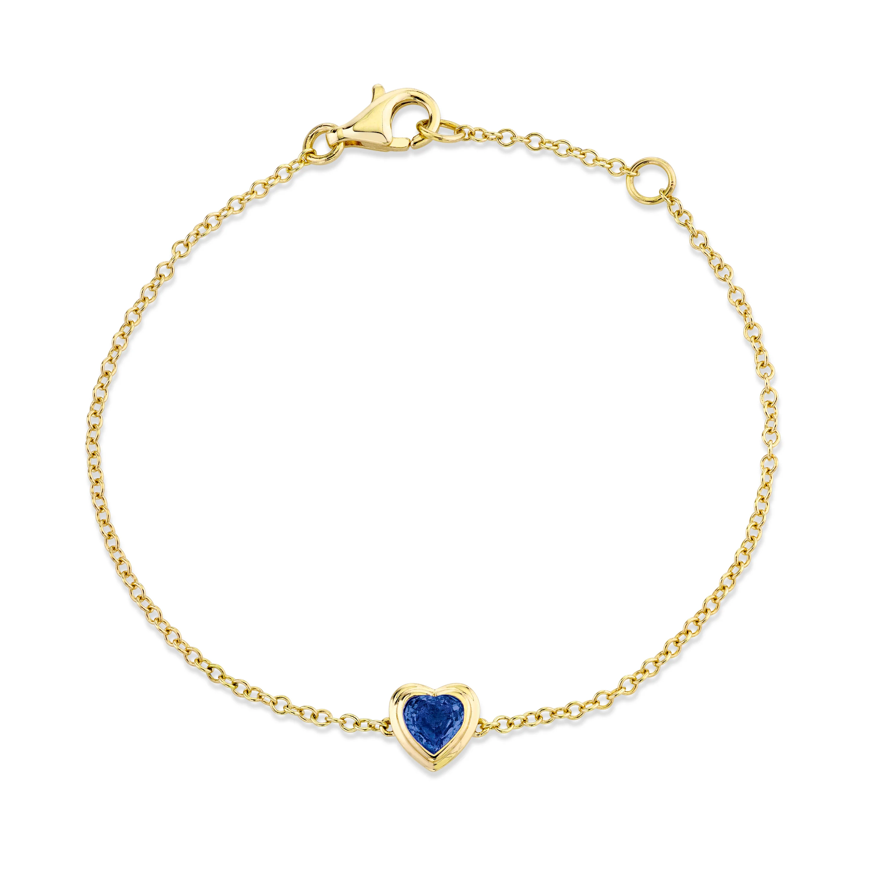 MINI ME BLUE SAPPHIRE BEZEL HEART BRACELET - Image 4