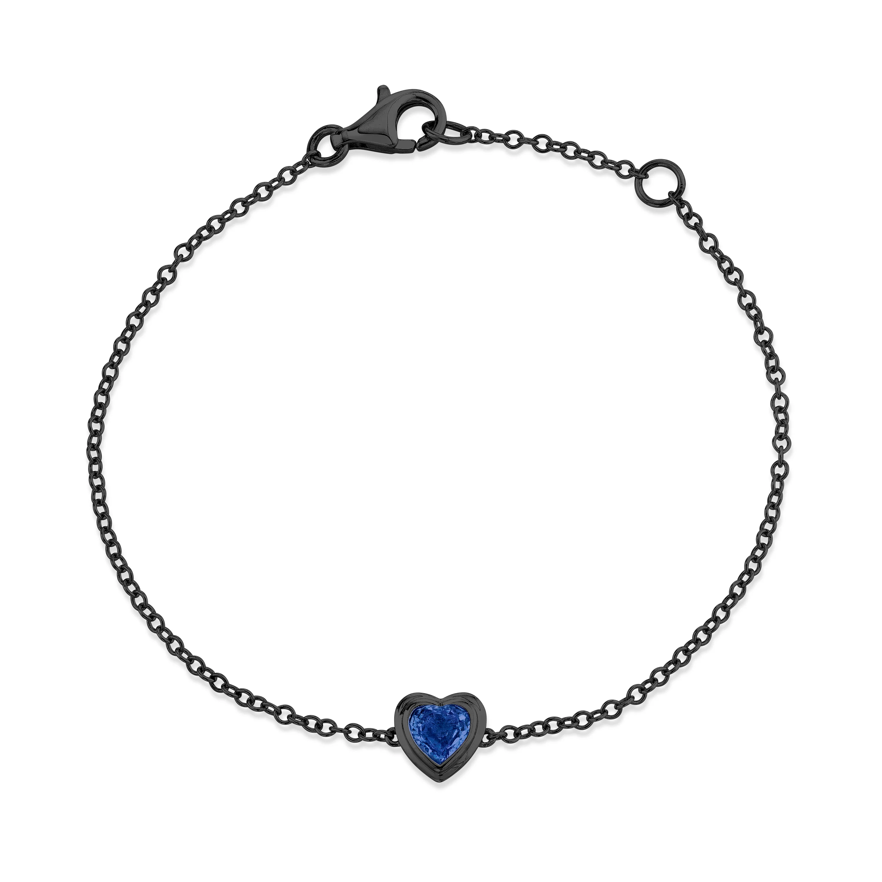 MINI ME BLUE SAPPHIRE BEZEL HEART BRACELET - Image 5