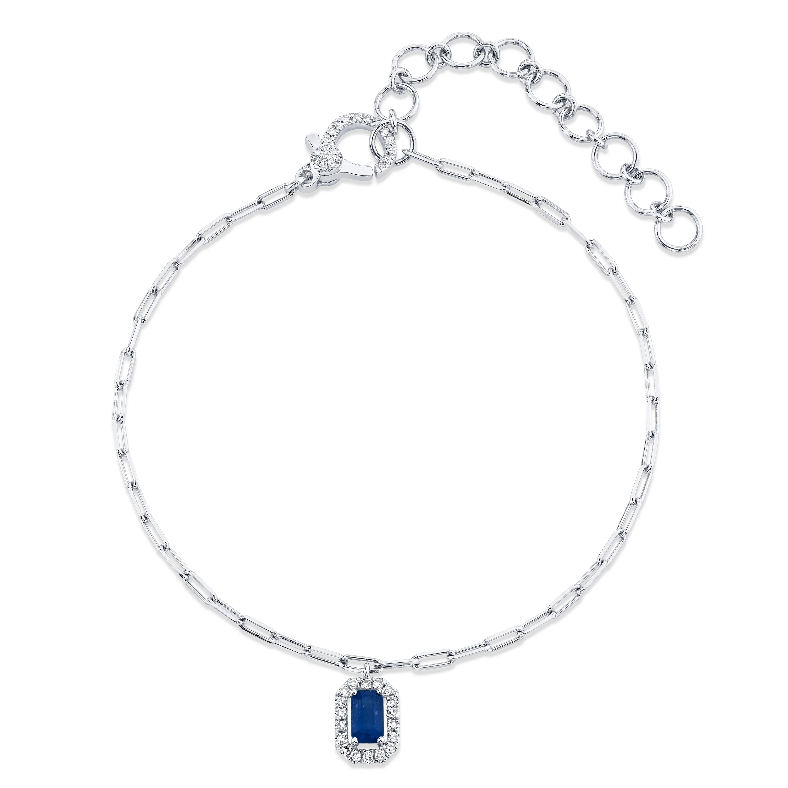 MINI ME BLUE SAPPHIRE & DIAMOND HALO DROP ANKLET - Image 3