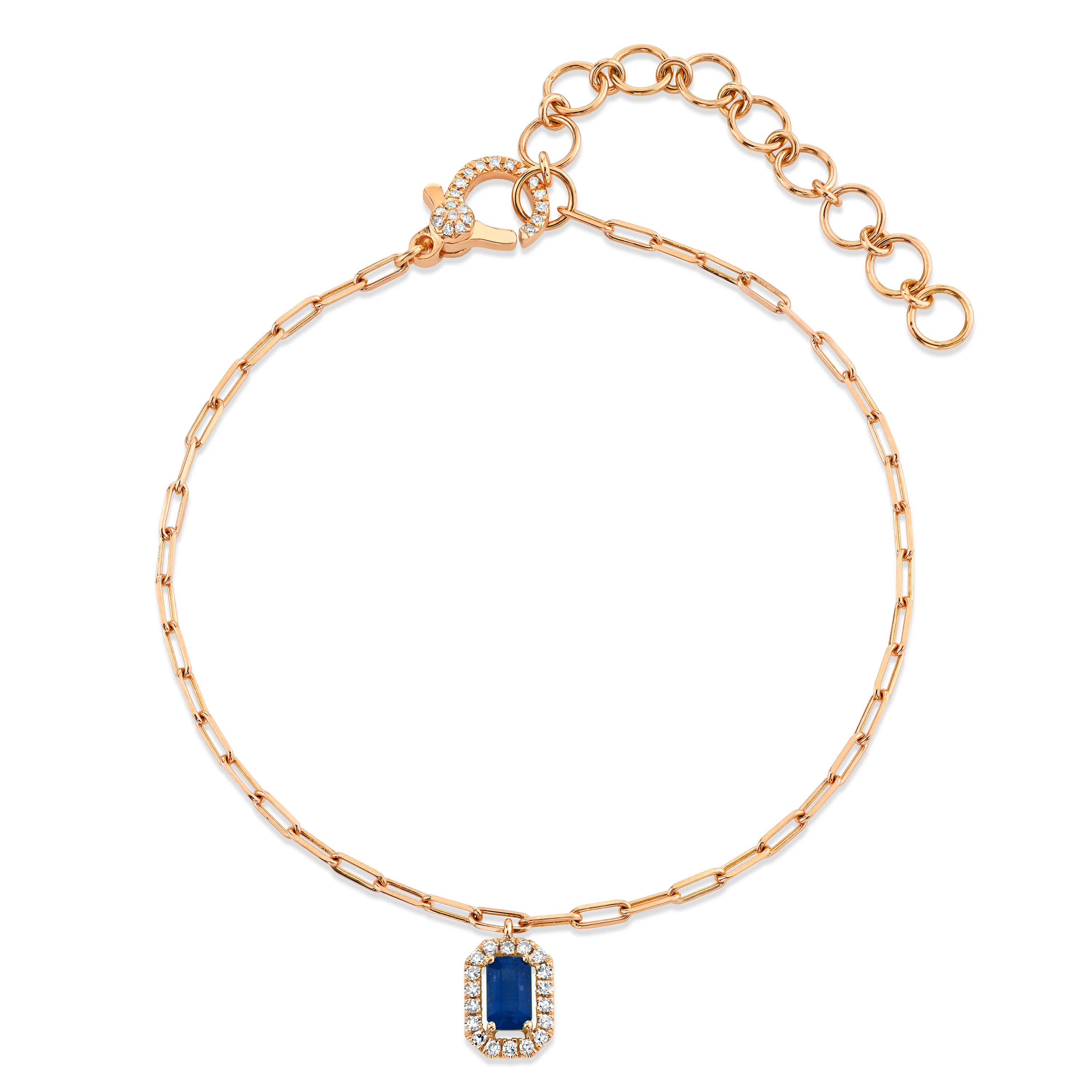 MINI ME BLUE SAPPHIRE & DIAMOND HALO DROP ANKLET - Image 4