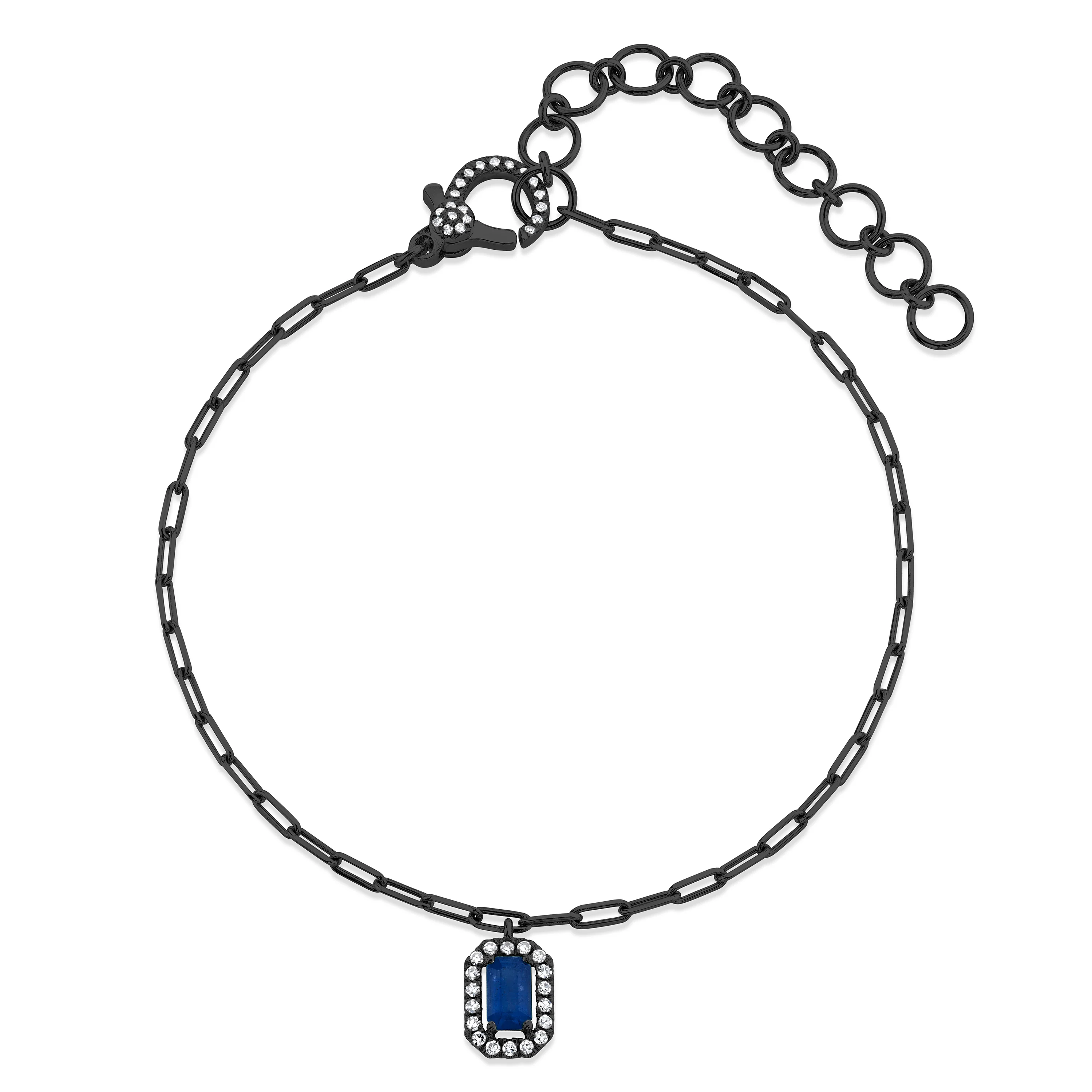 MINI ME BLUE SAPPHIRE & DIAMOND HALO DROP ANKLET - Image 5