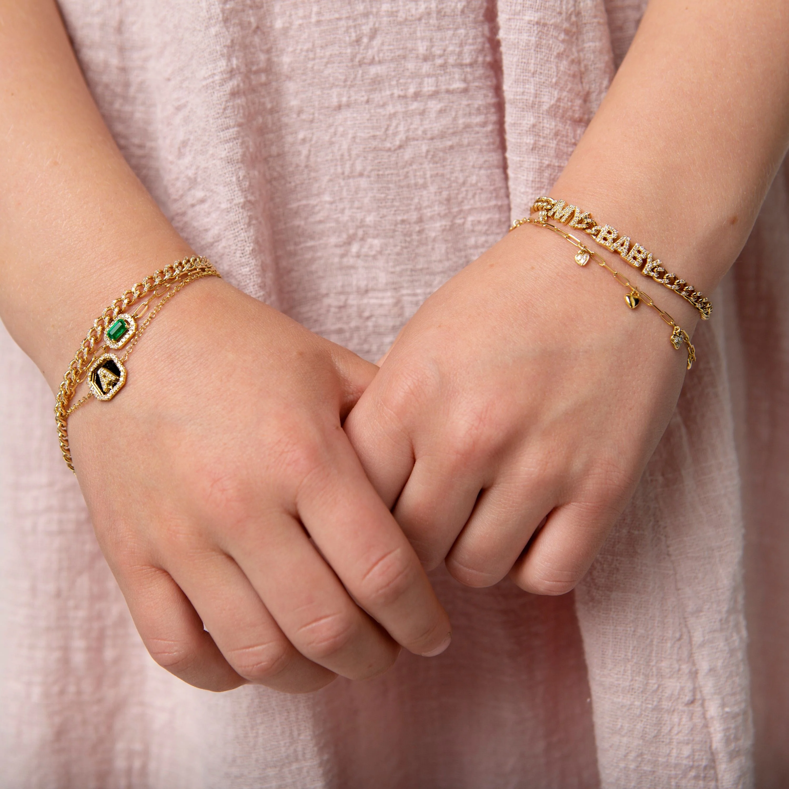 MINI ME BLUE SAPPHIRE & DIAMOND HALO DROP BRACELET - Image 2