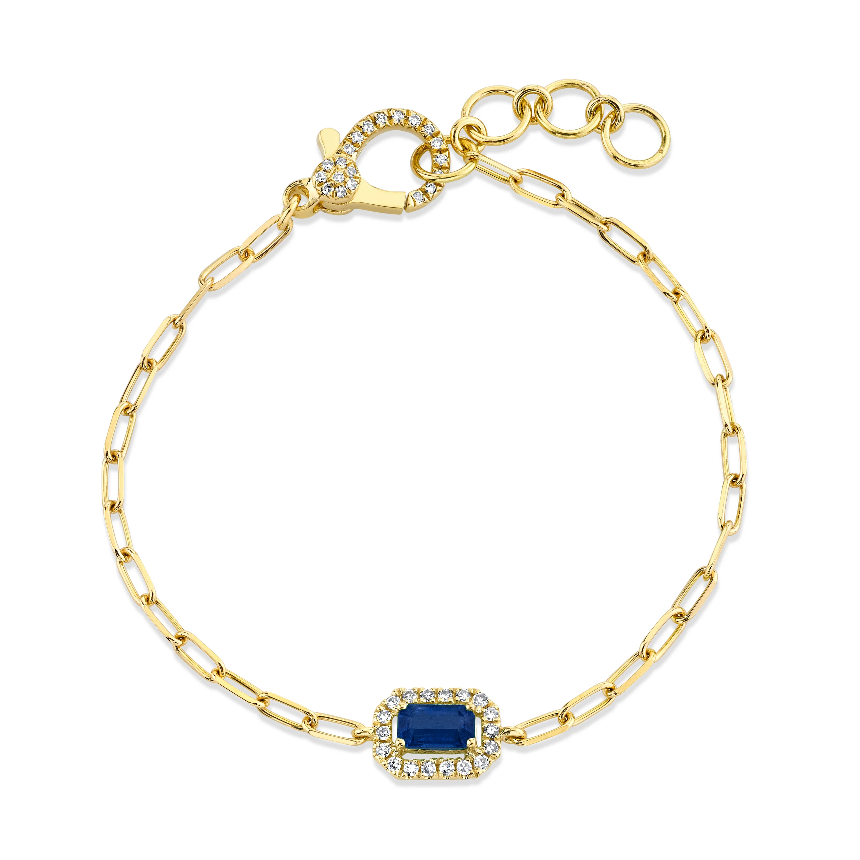 MINI ME BLUE SAPPHIRE & DIAMOND HALO DROP BRACELET - Image 3