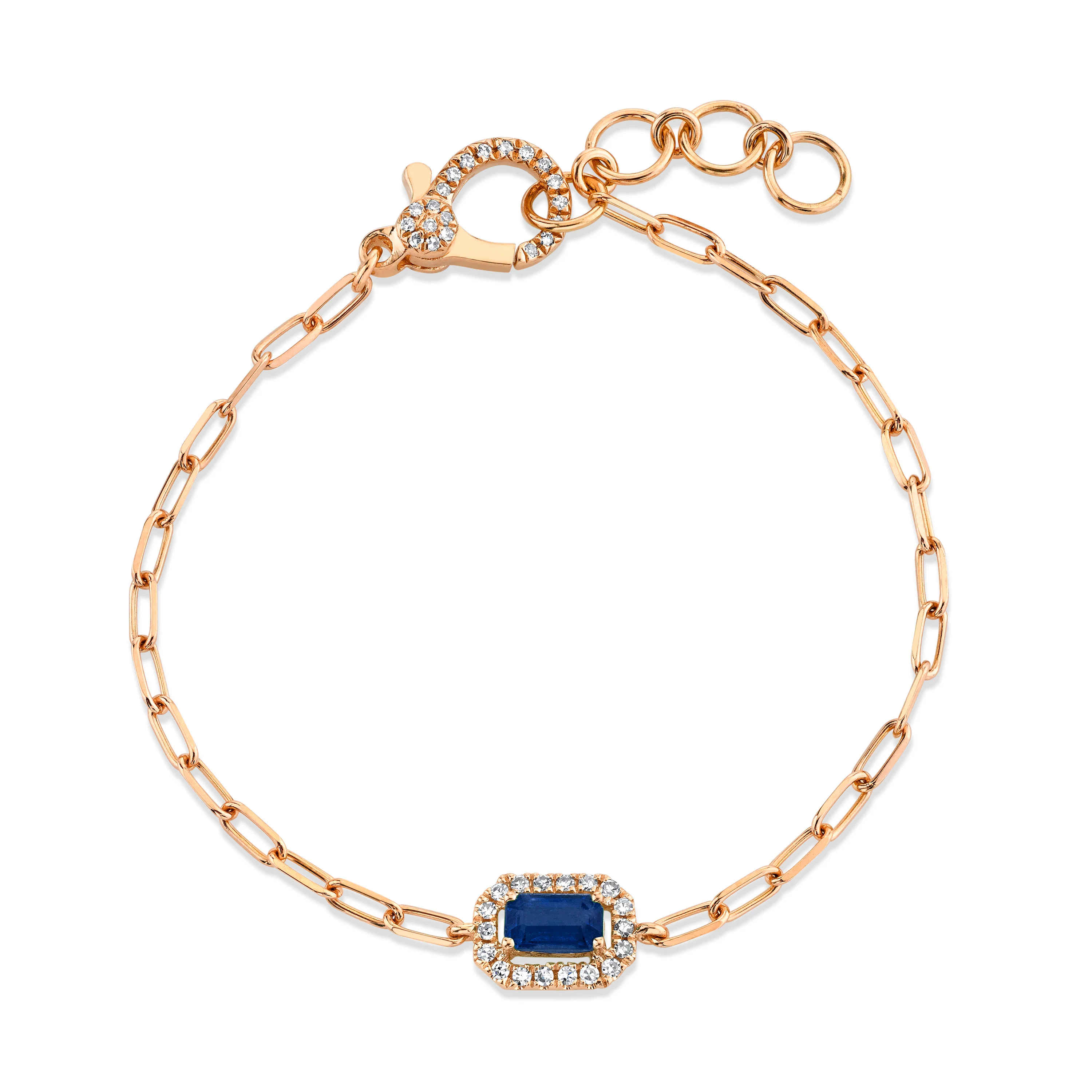 MINI ME BLUE SAPPHIRE & DIAMOND HALO DROP BRACELET - Image 4