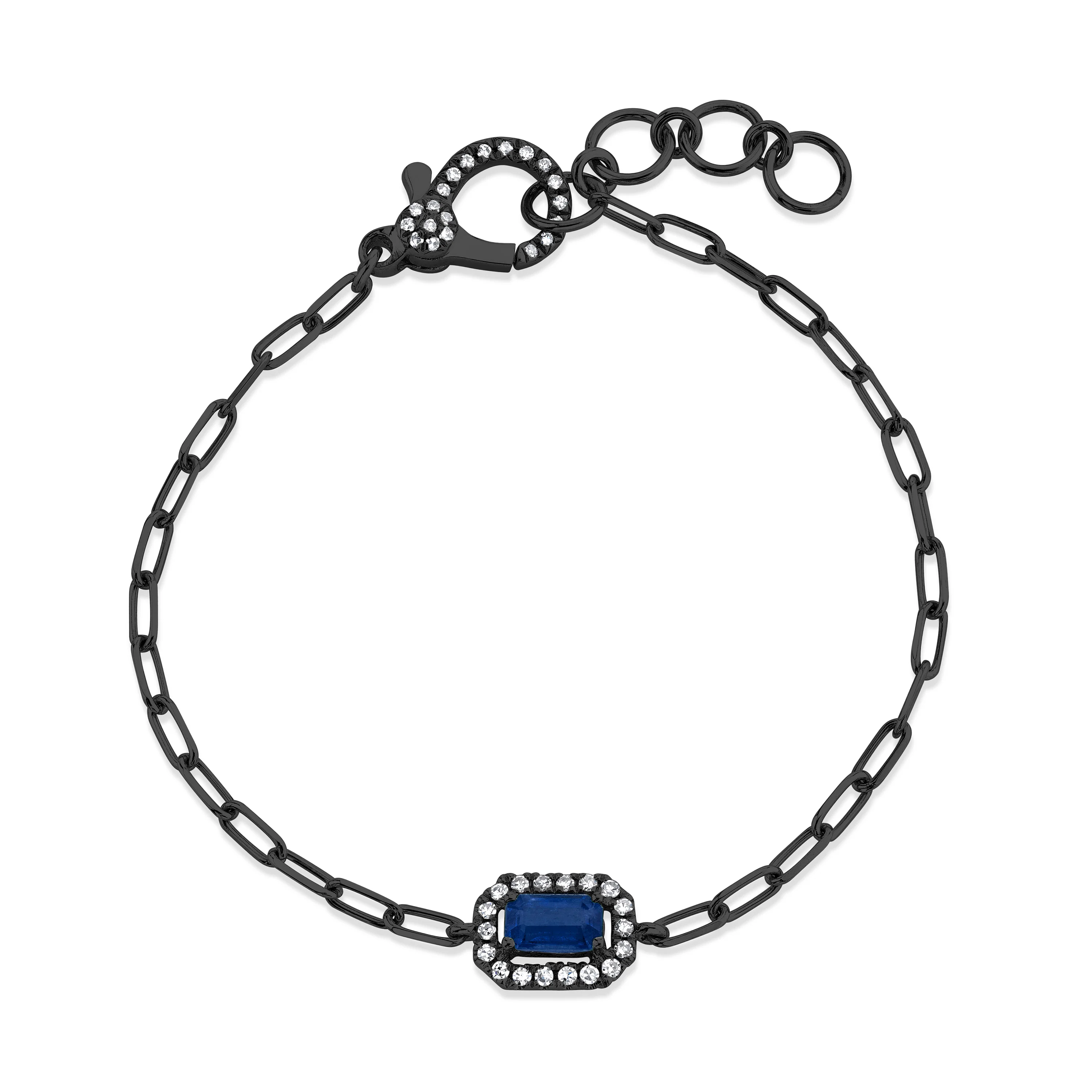 MINI ME BLUE SAPPHIRE & DIAMOND HALO DROP BRACELET - Image 5