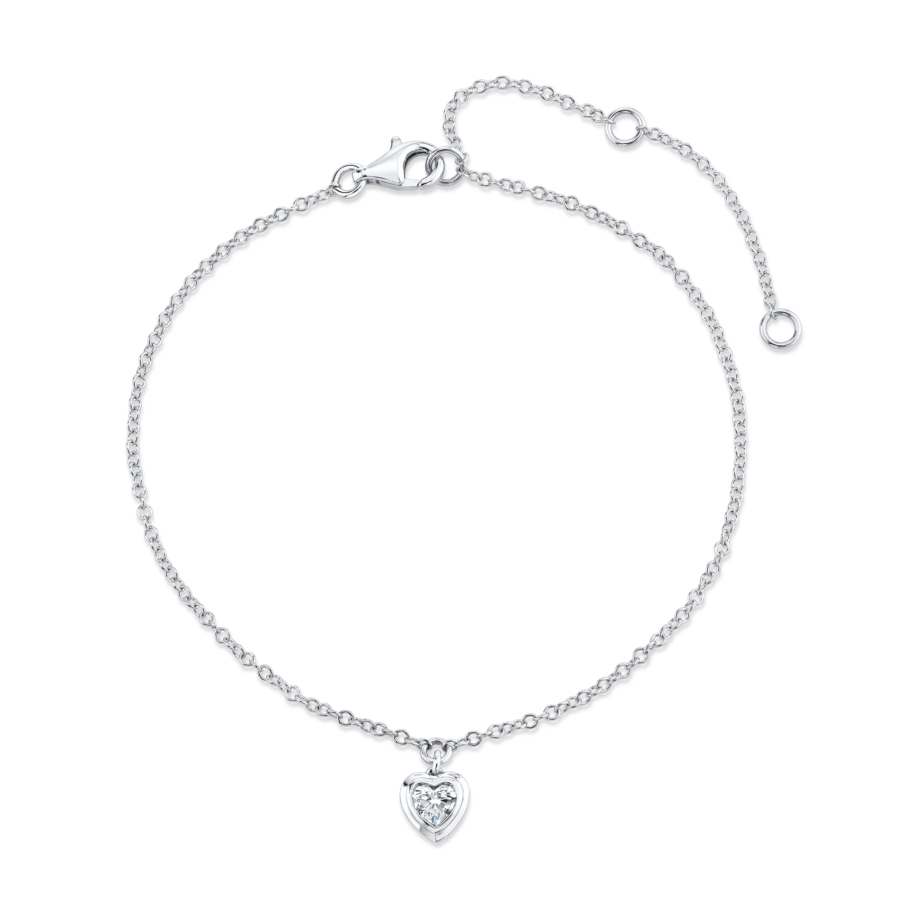 MINI ME DIAMOND BEZEL HEART DROP ANKLET - Image 3