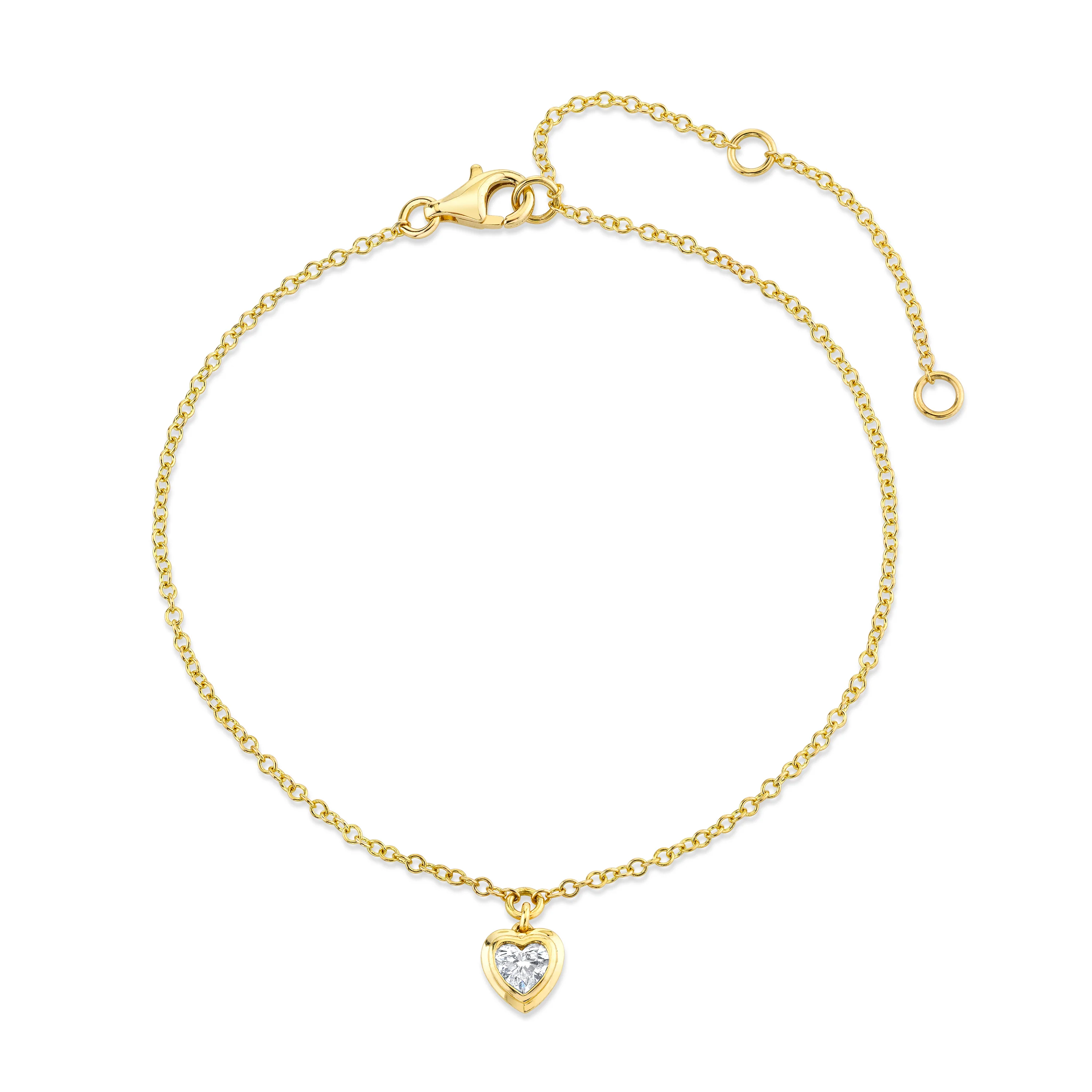 MINI ME DIAMOND BEZEL HEART DROP ANKLET - Image 4