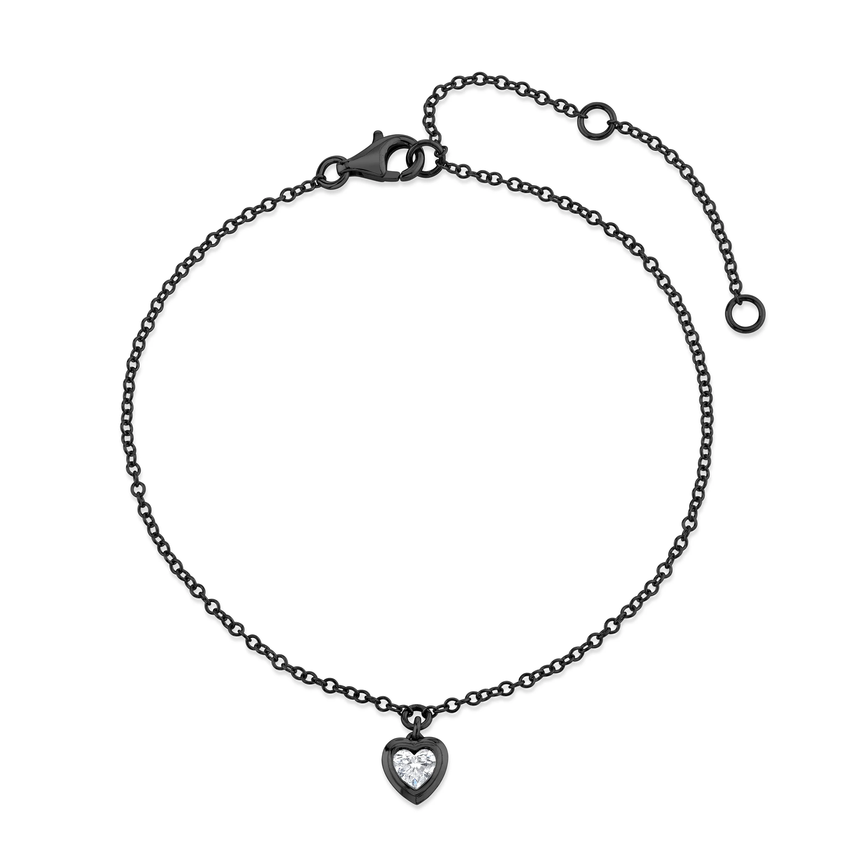 MINI ME DIAMOND BEZEL HEART DROP ANKLET - Image 5