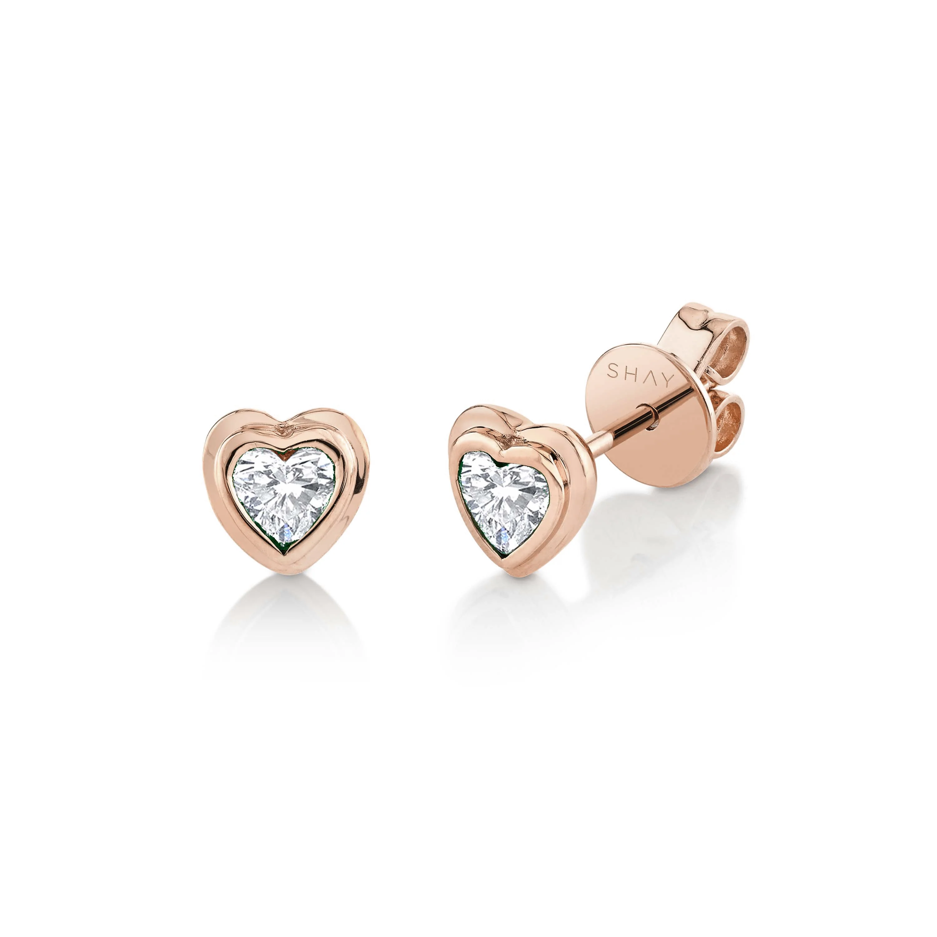 MINI ME DIAMOND BEZEL HEART STUDS - Image 4