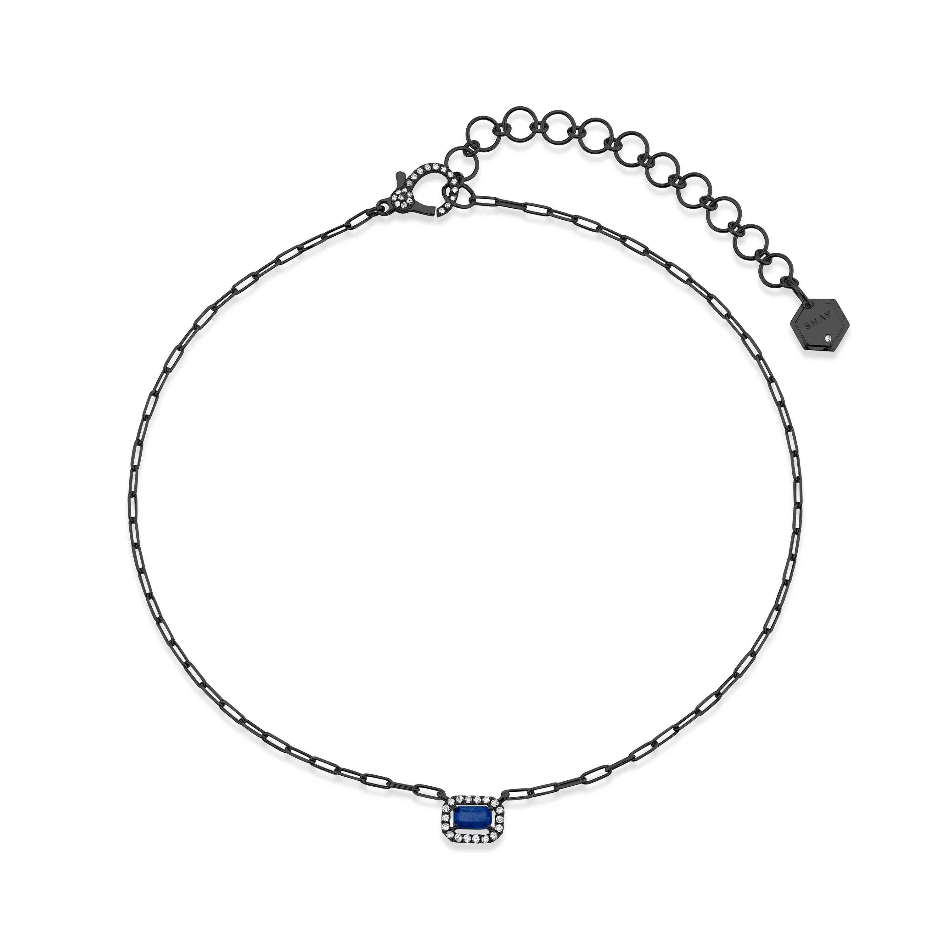 MINI ME DIAMOND & BLUE SAPPHIRE HALO DROP NECKLACE - Image 4