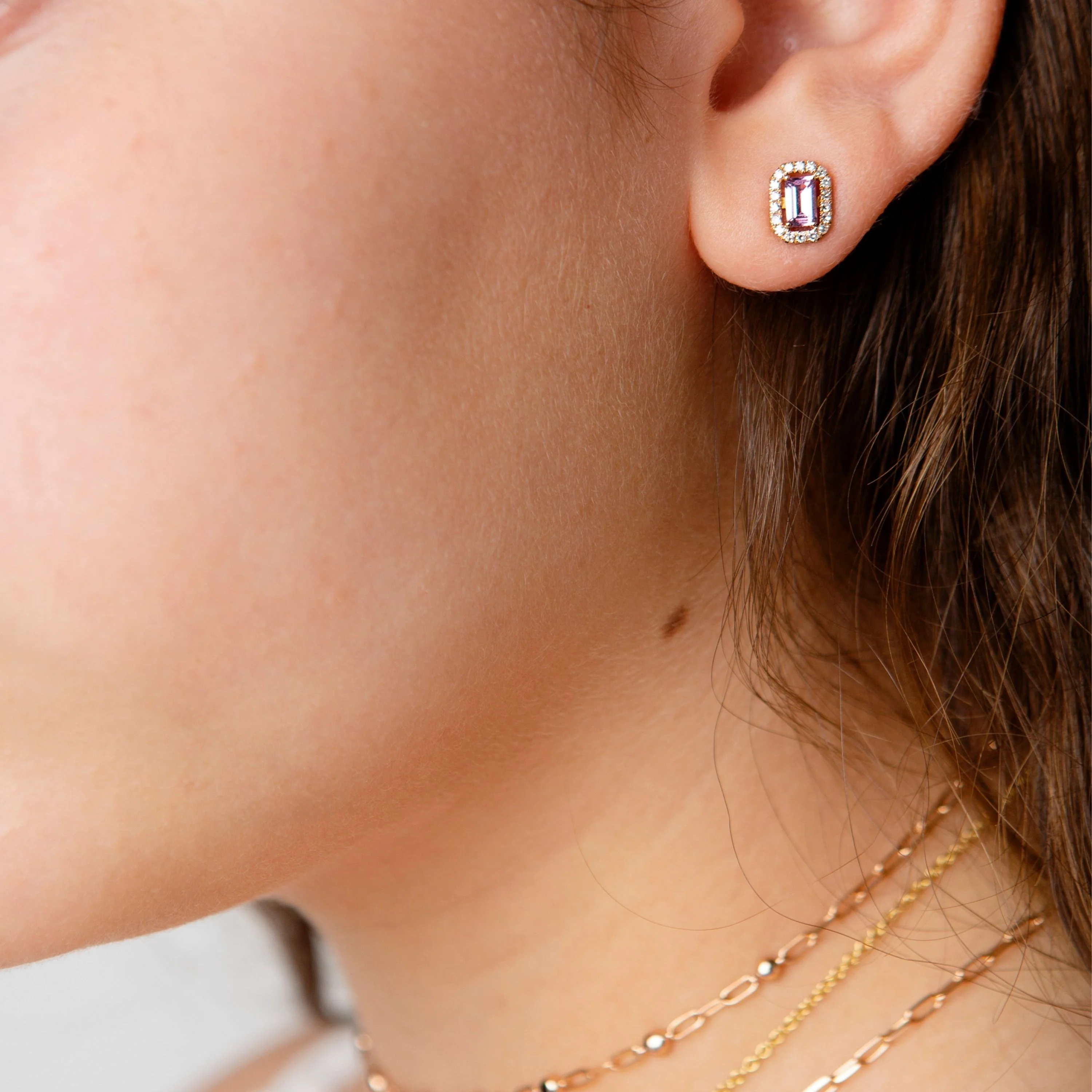MINI ME DIAMOND HALO RUBY STUDS - Image 2