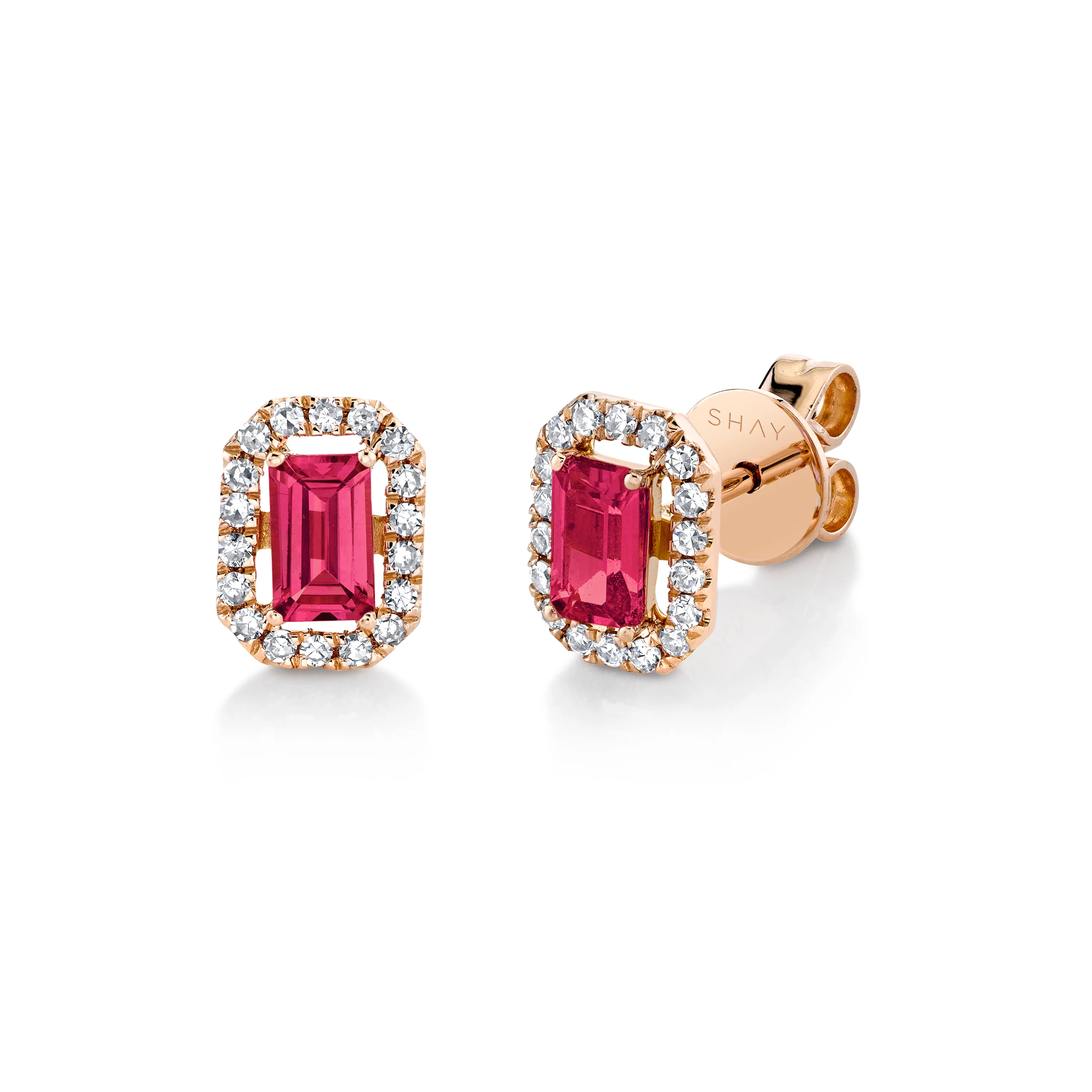 MINI ME DIAMOND HALO RUBY STUDS - Image 3