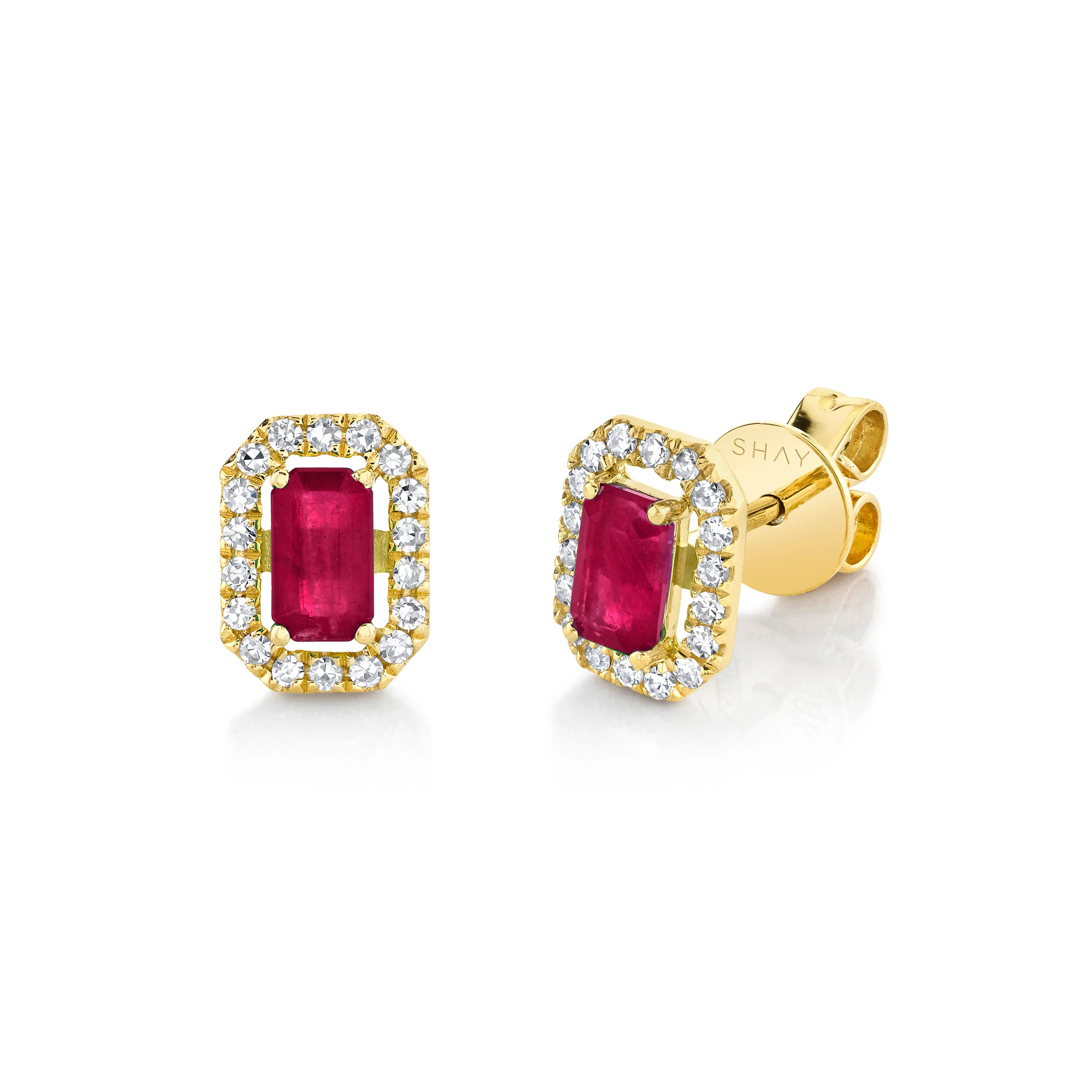 MINI ME DIAMOND HALO RUBY STUDS - Image 4