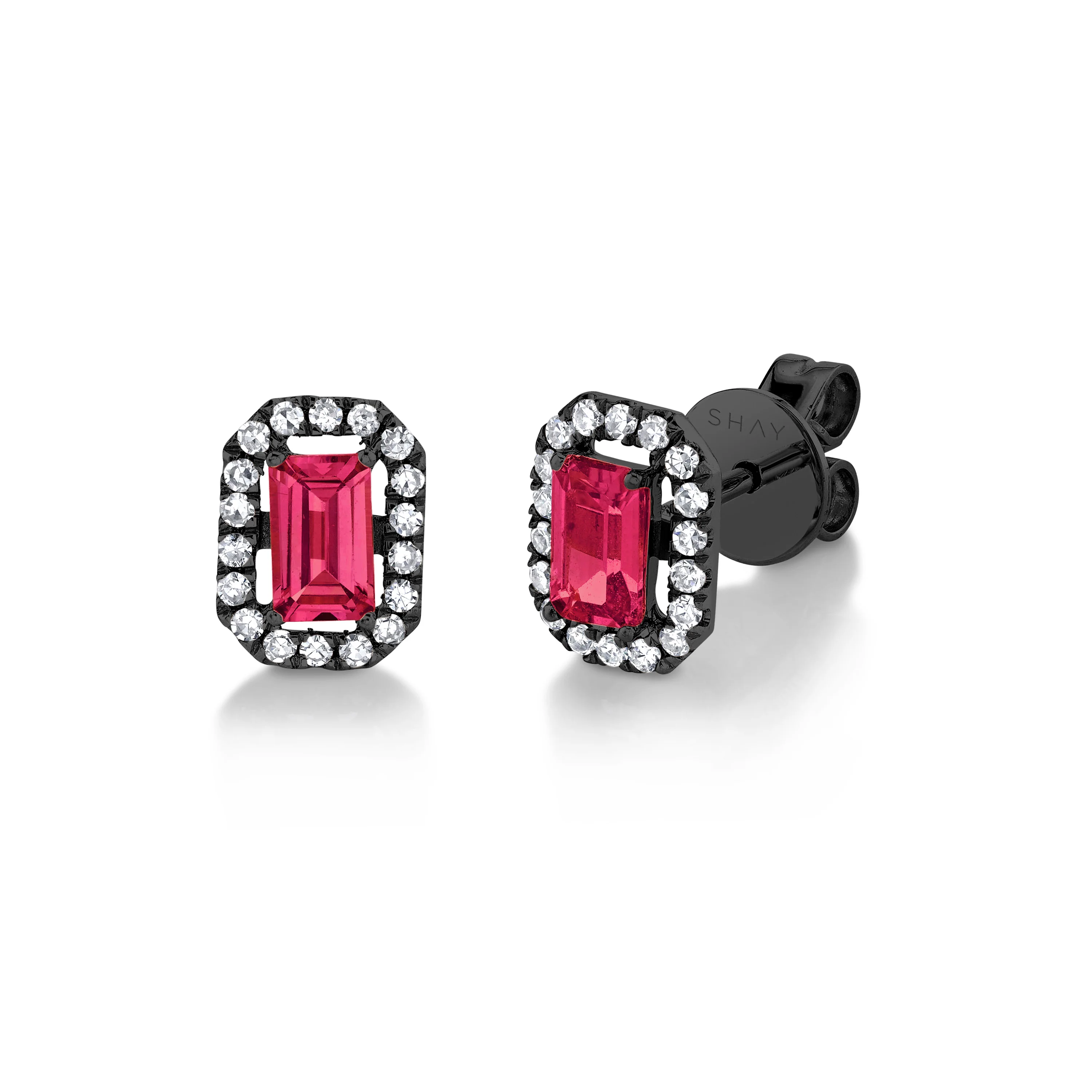 MINI ME DIAMOND HALO RUBY STUDS - Image 5