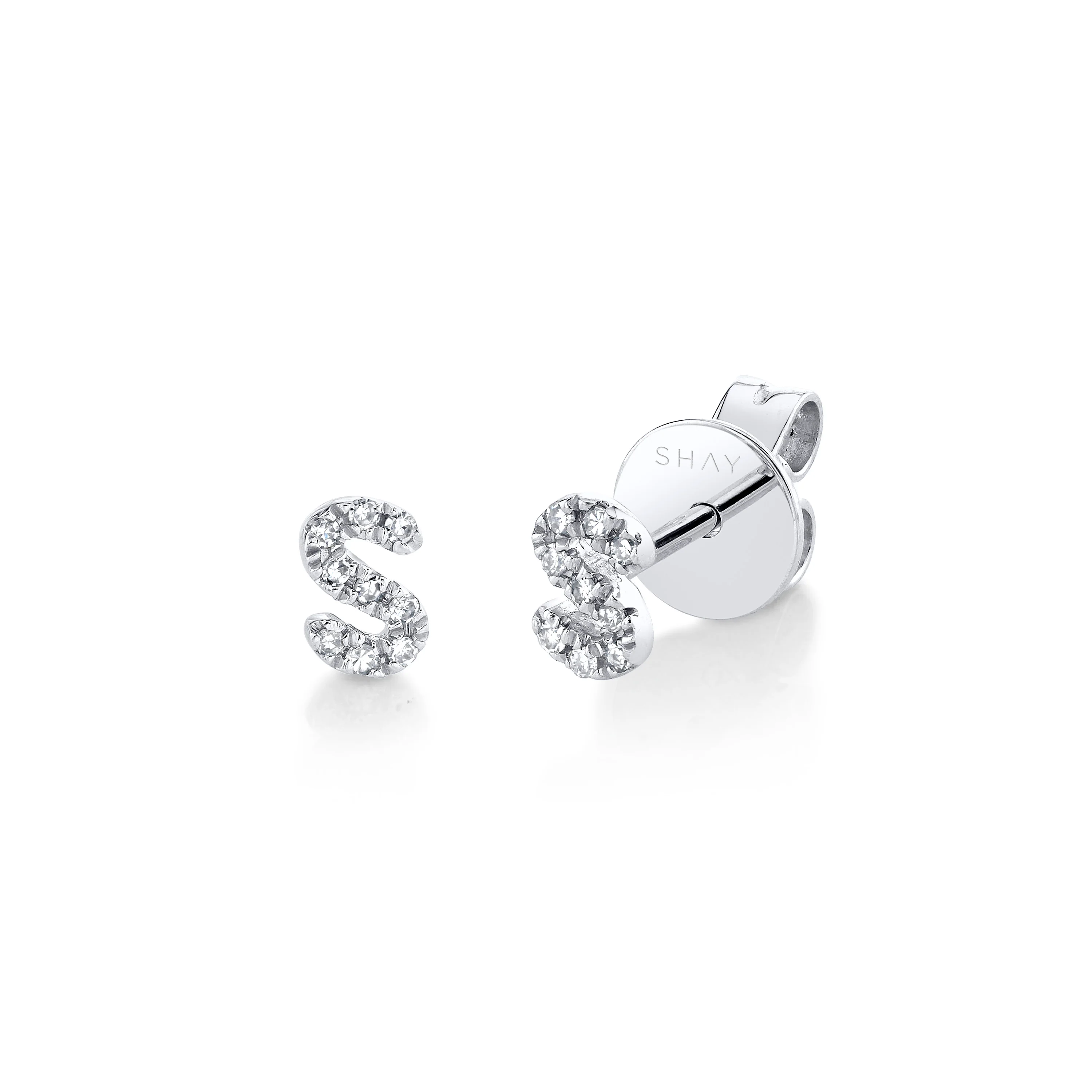 MINI ME DIAMOND PAVE SINGLE INITAL STUD, SMALL - Image 6